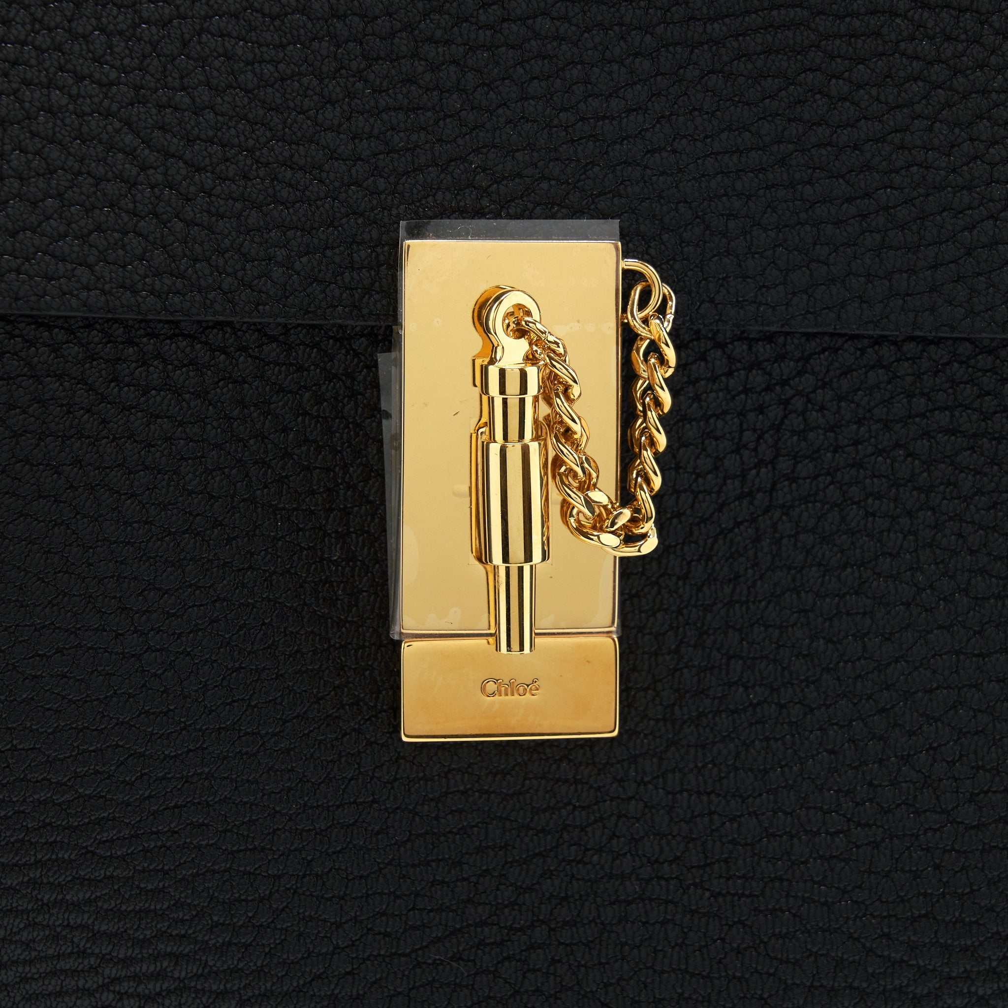 CHLOE DREW SHOULDER BAG GRAINED CALFSKIN BLACK GHW