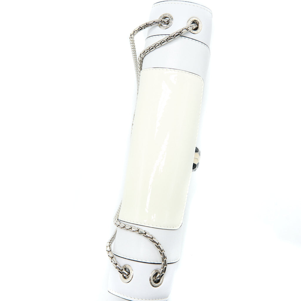 BVLGARI SERPENTI FOREVER SHOULDER BAG PATENT WHITE SHW