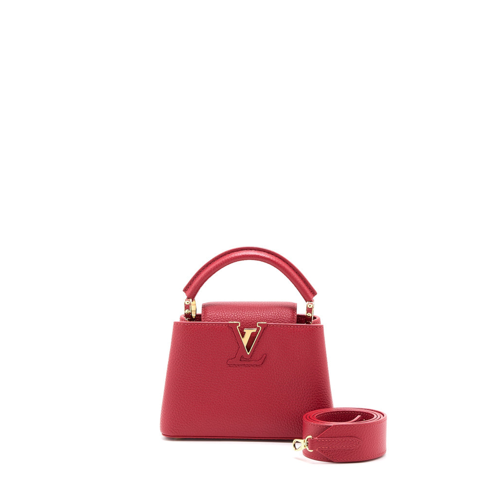 LOUIS VUITTON CAPUCINES MINI TAURILLON SCARLET GHW (NEW VERSION)