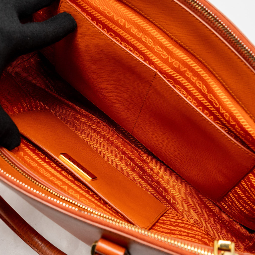 PRADA LARGE SAFFIANO TOTE BAG LEATHER ORANGE GHW