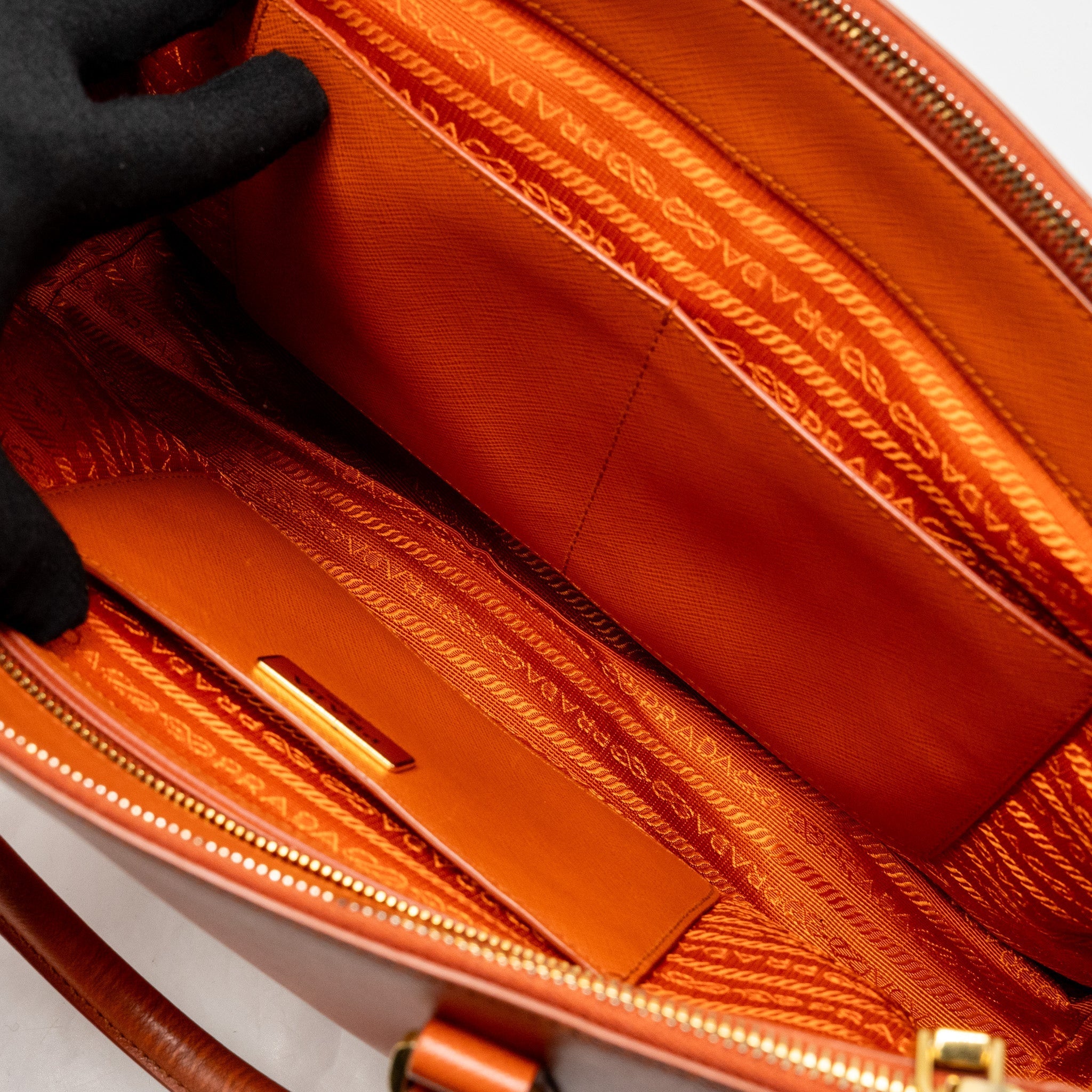 PRADA LARGE SAFFIANO TOTE BAG LEATHER ORANGE GHW