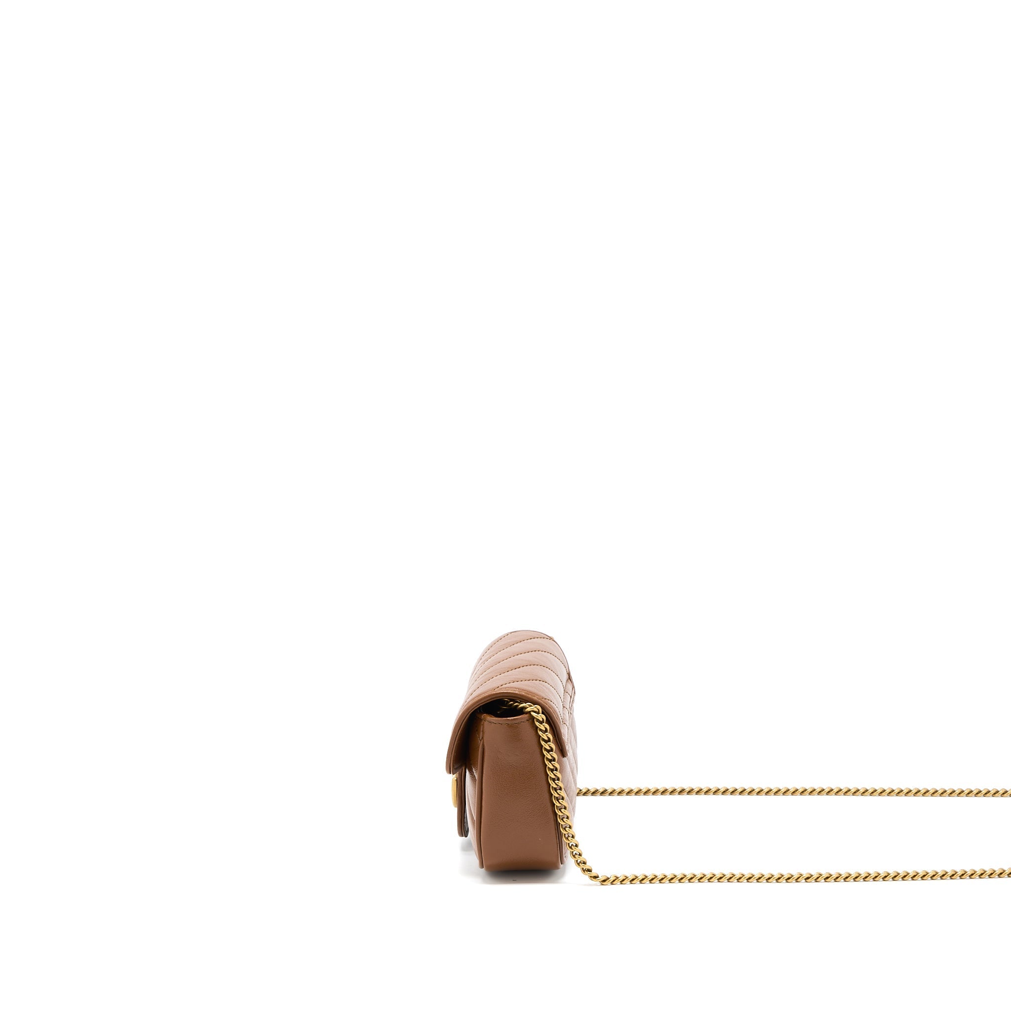 GUCCI GG MARMONT SUPER MINI CALFSKIN CARAMEL GHW