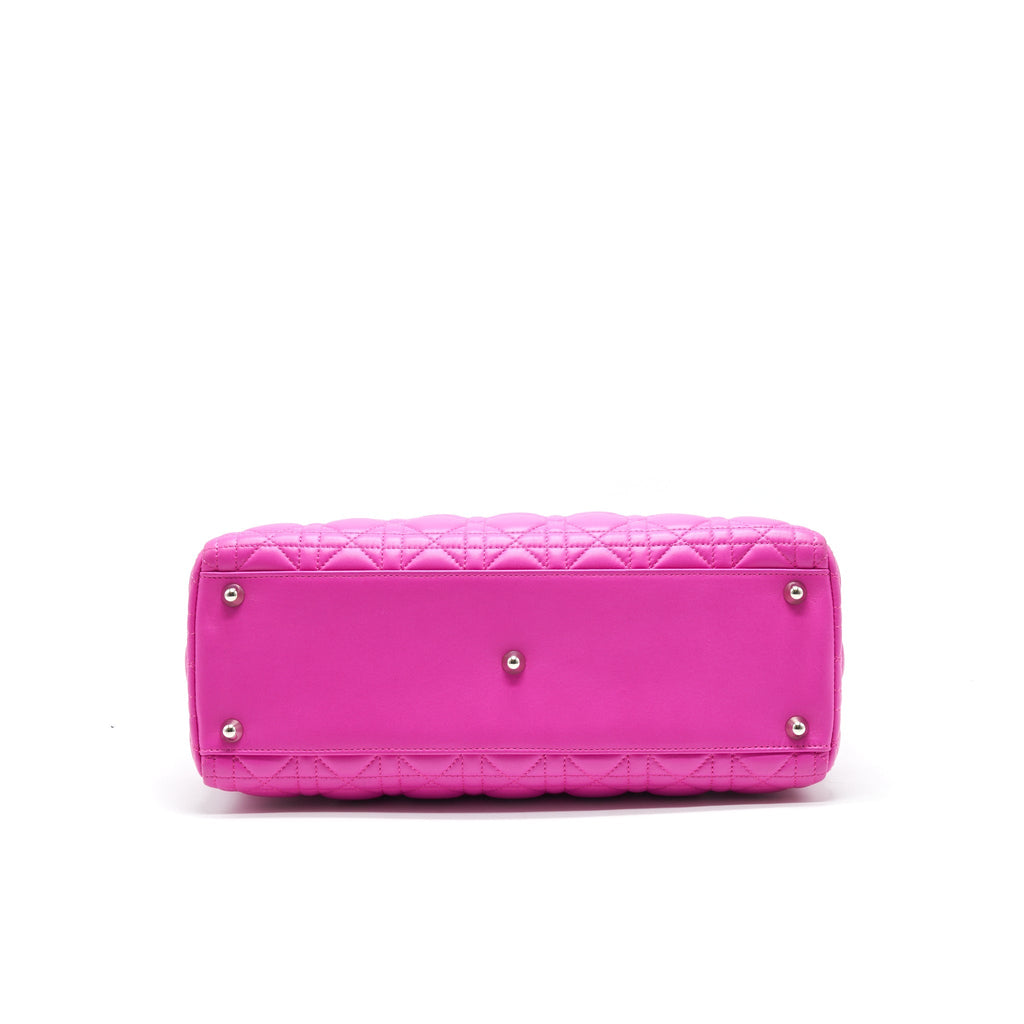 DIOR LARGE LADY DIOR LAMBSKIN BAG IN HOT PINK