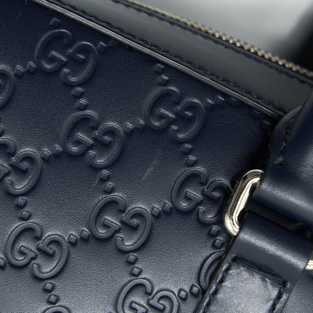 GUCCI MEN'S LEATHER BRIEFCASE NAVY