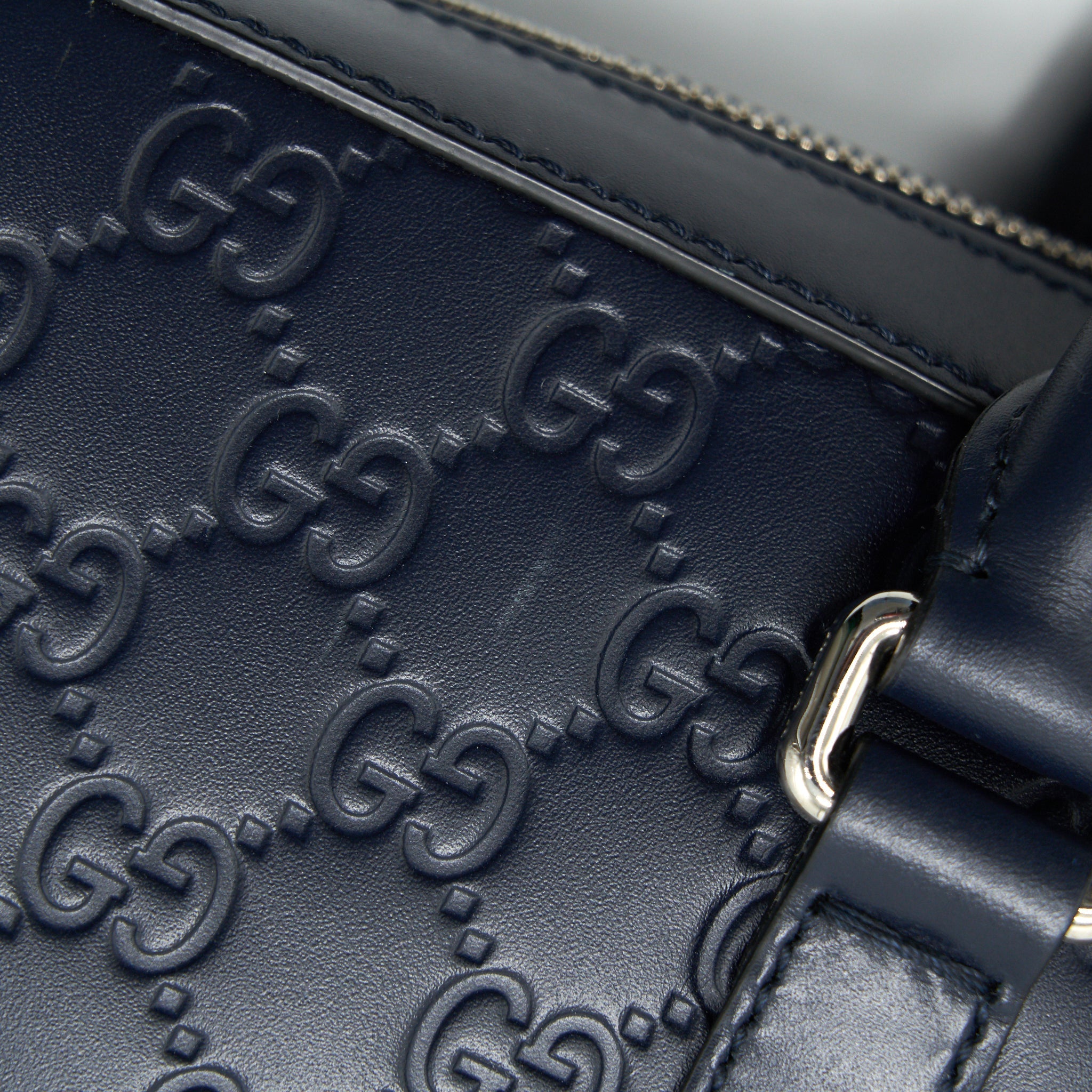 GUCCI MEN'S LEATHER BRIEFCASE NAVY