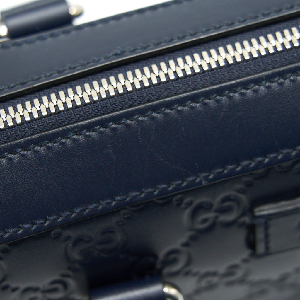GUCCI MEN'S LEATHER BRIEFCASE NAVY