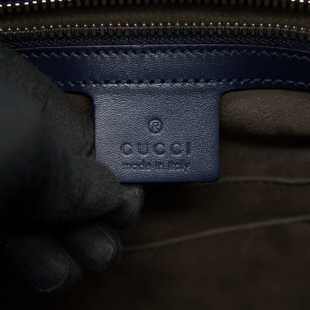 GUCCI MEN'S LEATHER BRIEFCASE NAVY