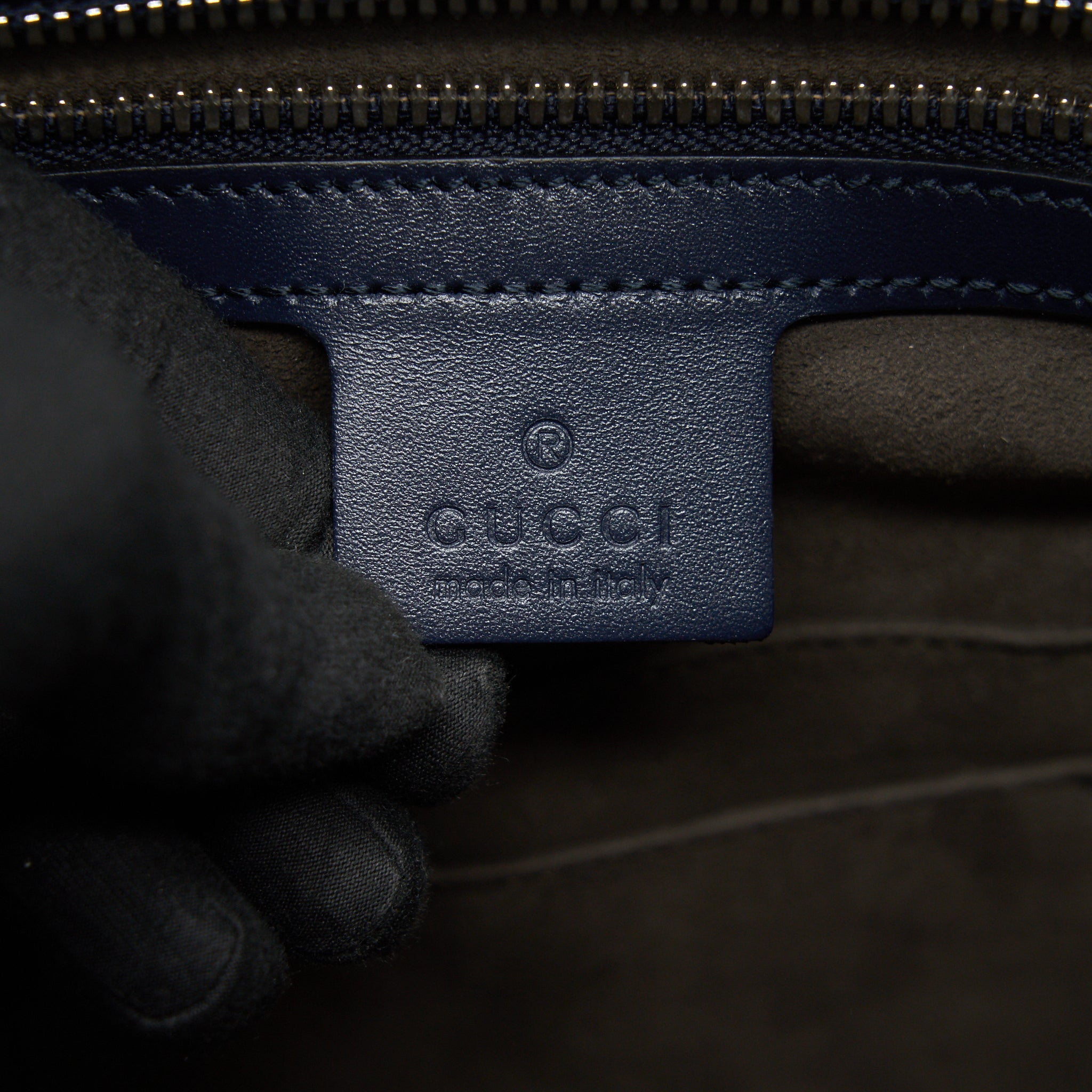 GUCCI MEN'S LEATHER BRIEFCASE NAVY