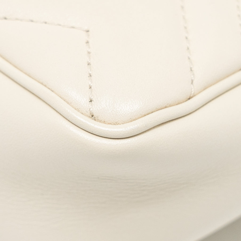 GUCCI GG MARMONT SUPER MINI CALFSKIN WHITE GHW