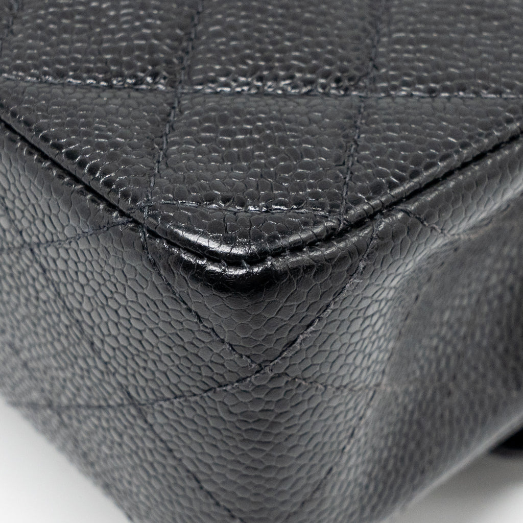 CHANEL MEDIUM CLASSIC DOUBLE FLAP BAG CAVIAR BLACK SHW