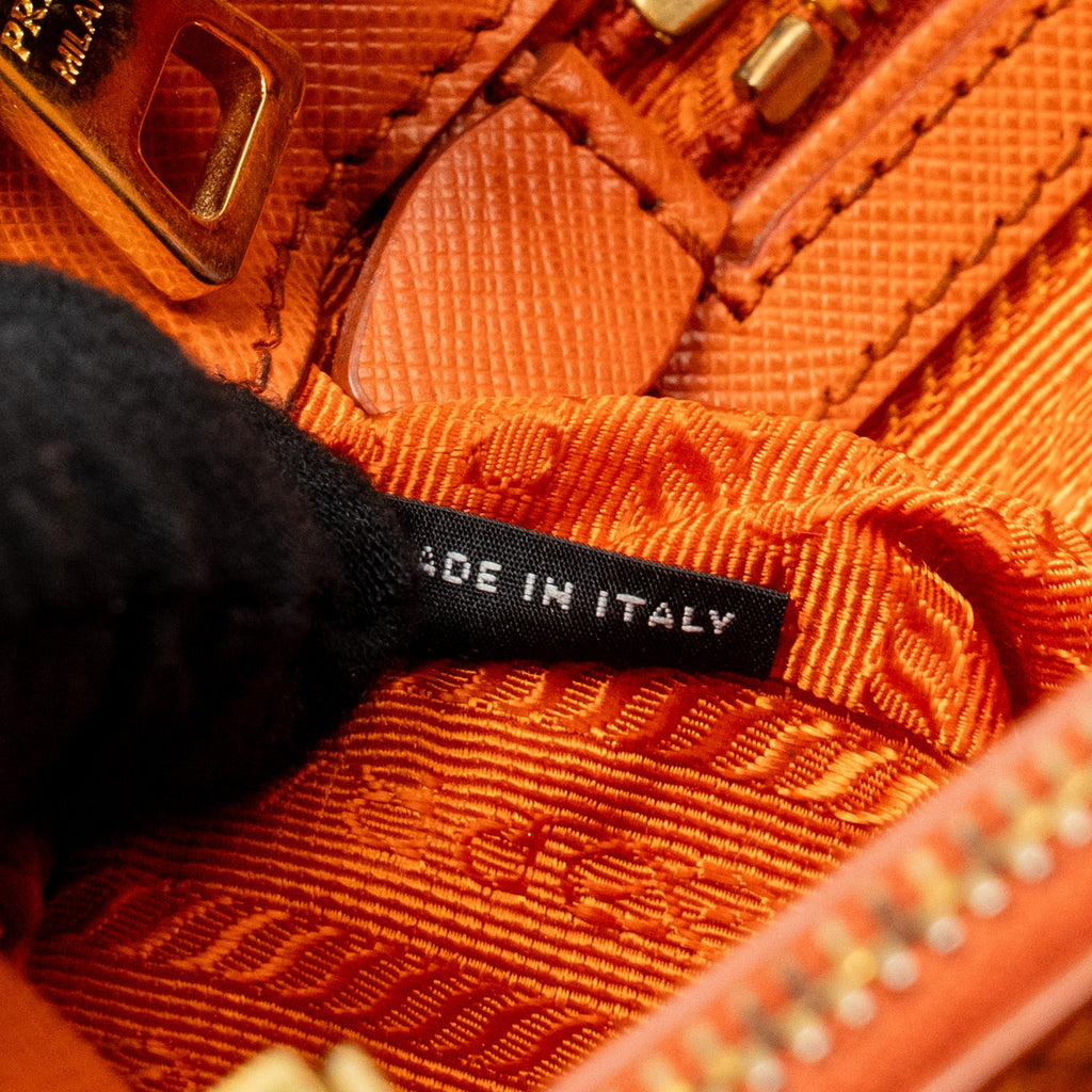 PRADA LARGE SAFFIANO TOTE BAG LEATHER ORANGE GHW