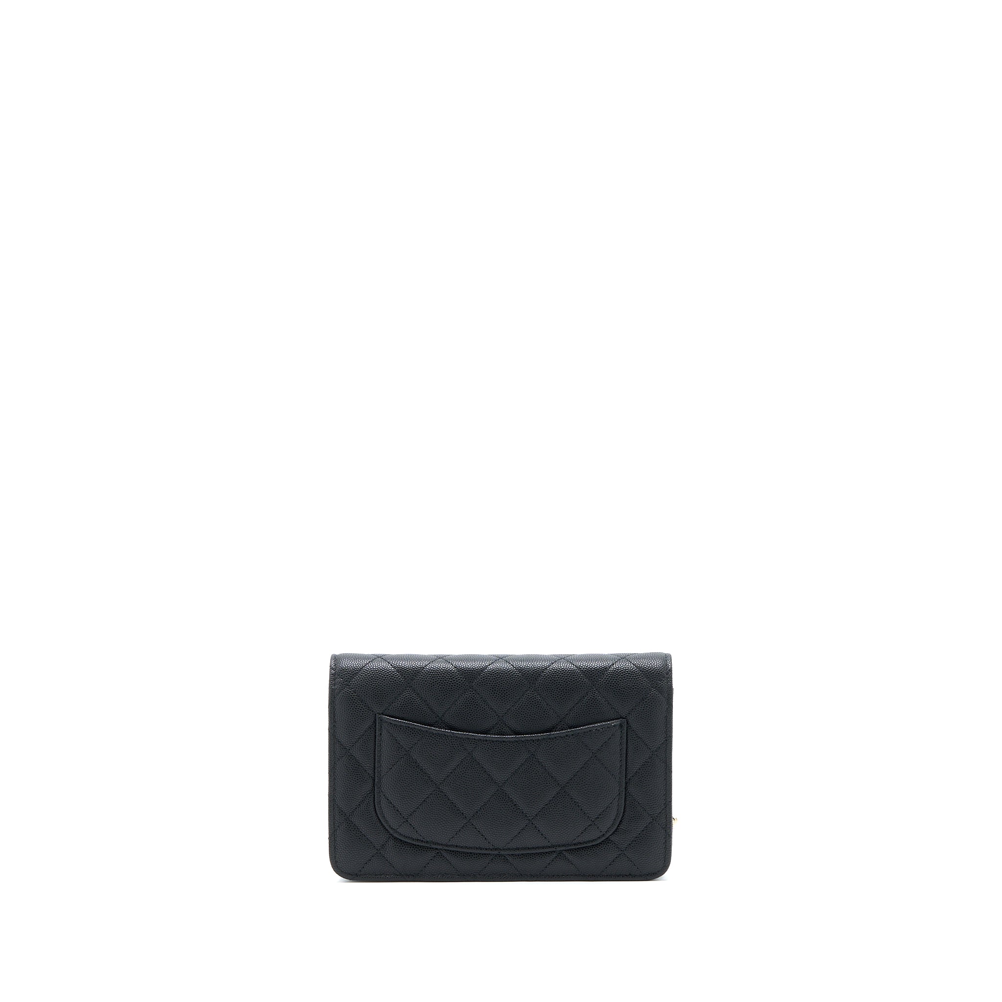 CHANEL 23C GIANT CC LOGO WALLET ON CHAIN CAVIAR BLACK LGHW (MICROCHIP)