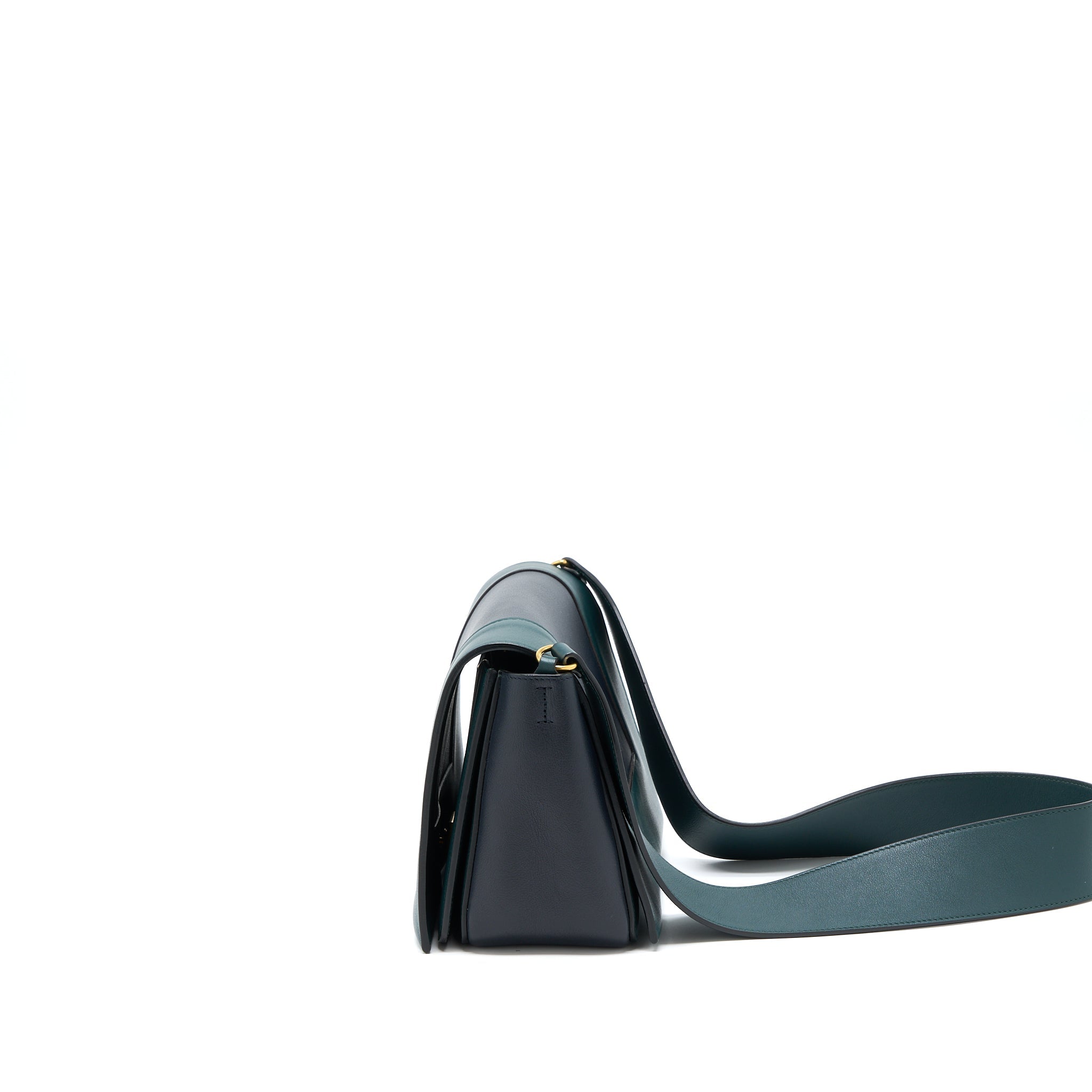 CELINE FRAME BAG CALFSKIN NAVY/DARK GREEN GHW