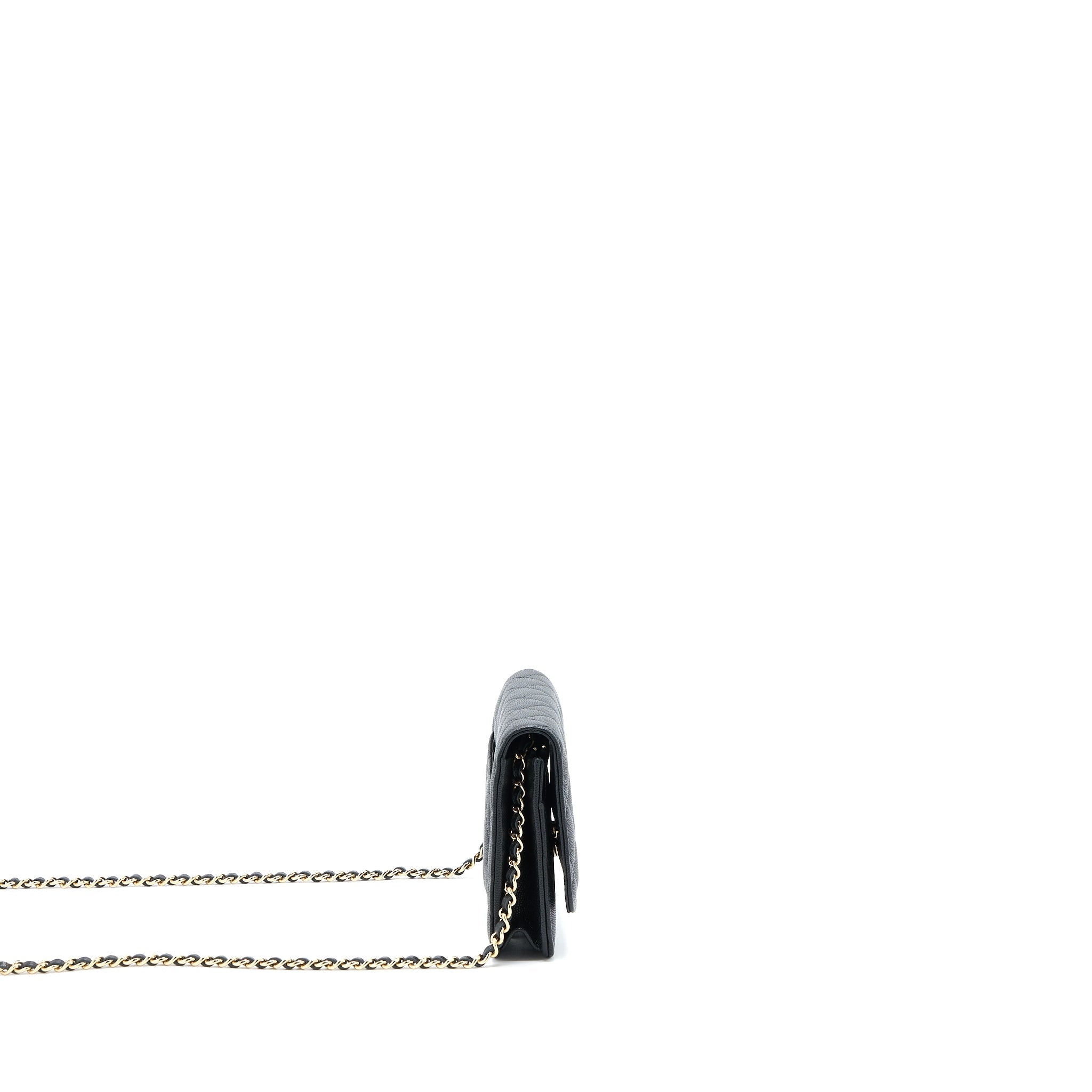 CHANEL 23C GIANT CC LOGO WALLET ON CHAIN CAVIAR BLACK LGHW (MICROCHIP)
