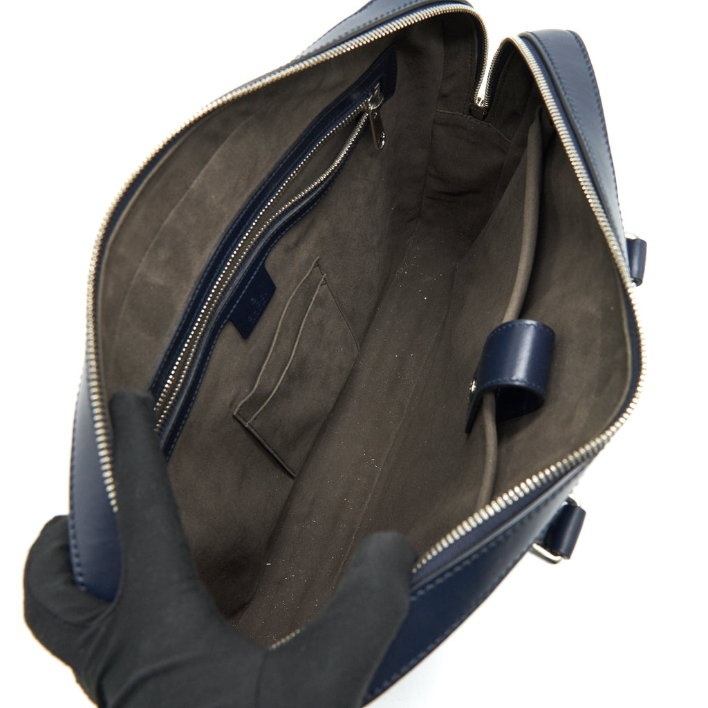 GUCCI MEN'S LEATHER BRIEFCASE NAVY