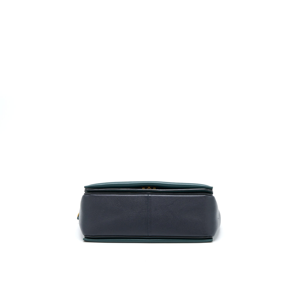 CELINE FRAME BAG CALFSKIN NAVY/DARK GREEN GHW