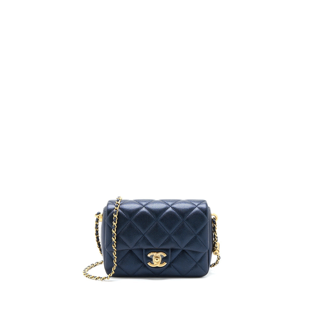 CHANEL 21K MY PERFECT MINI FLAP BAG CAVIAR BLACK BRUSHED GHW (MICROCHIP)