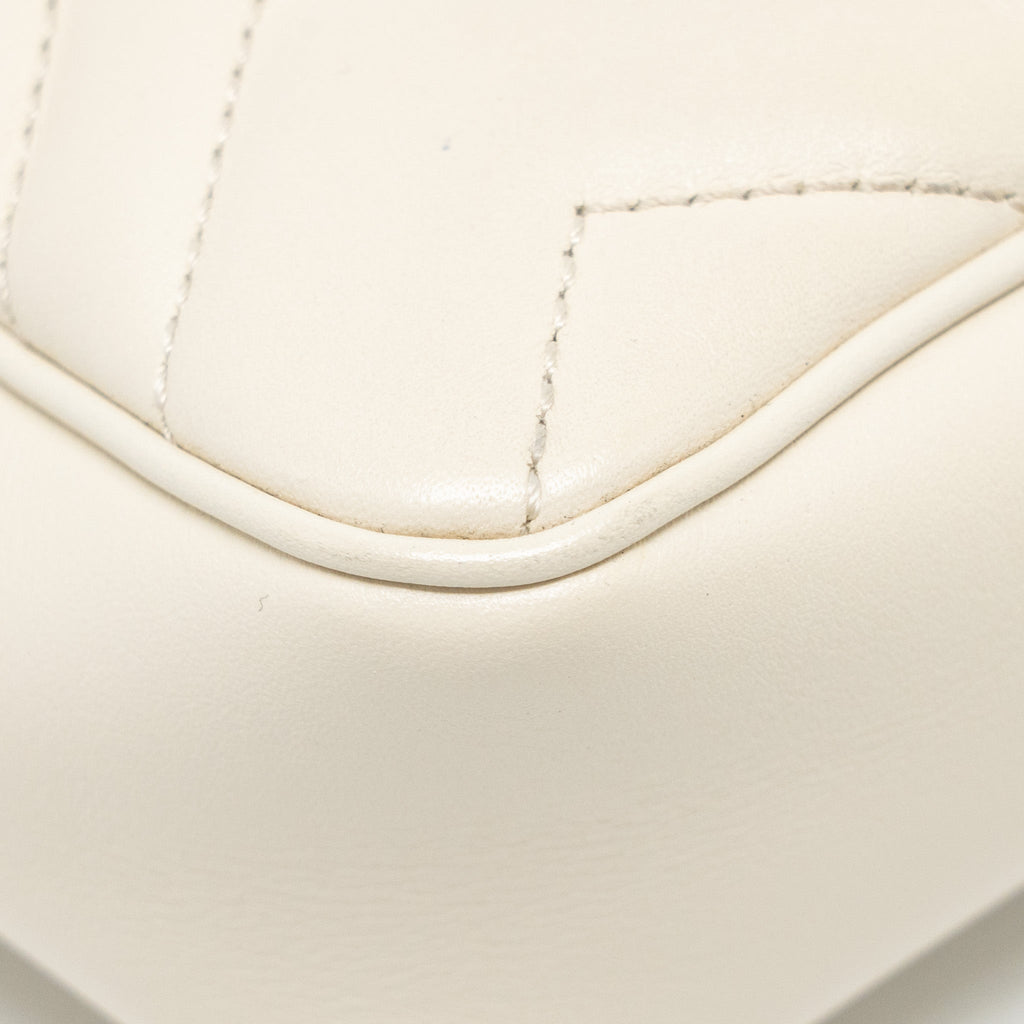 GUCCI GG MARMONT SUPER MINI CALFSKIN WHITE GHW