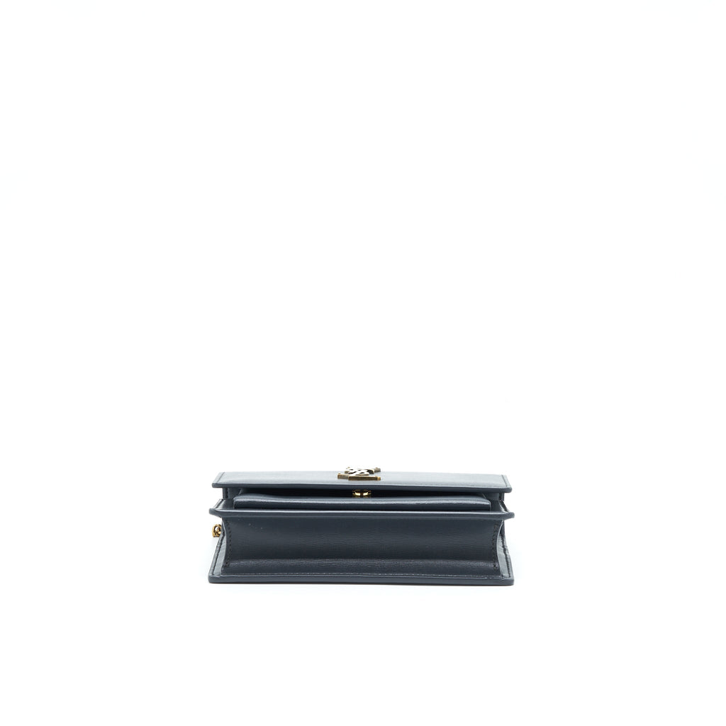 SAINT LAURENT SUNSET CHAIN WALLET CALFSKIN NOIR GHW