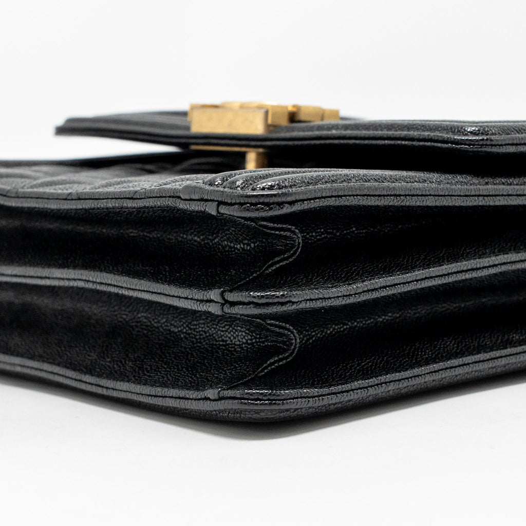CHANEL NORTH SOUTH/VERTICAL BOY BAG CAVIAR BLACK GHW
