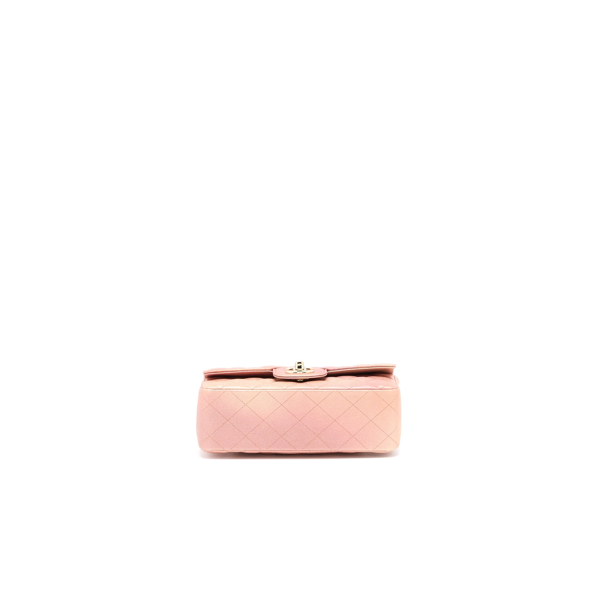 CHANEL 21S MINI RECTANGULAR FLAP BAG METALLIC GRAINED LAMBSKIN OMBRÉ ROSE GOLD LGHW