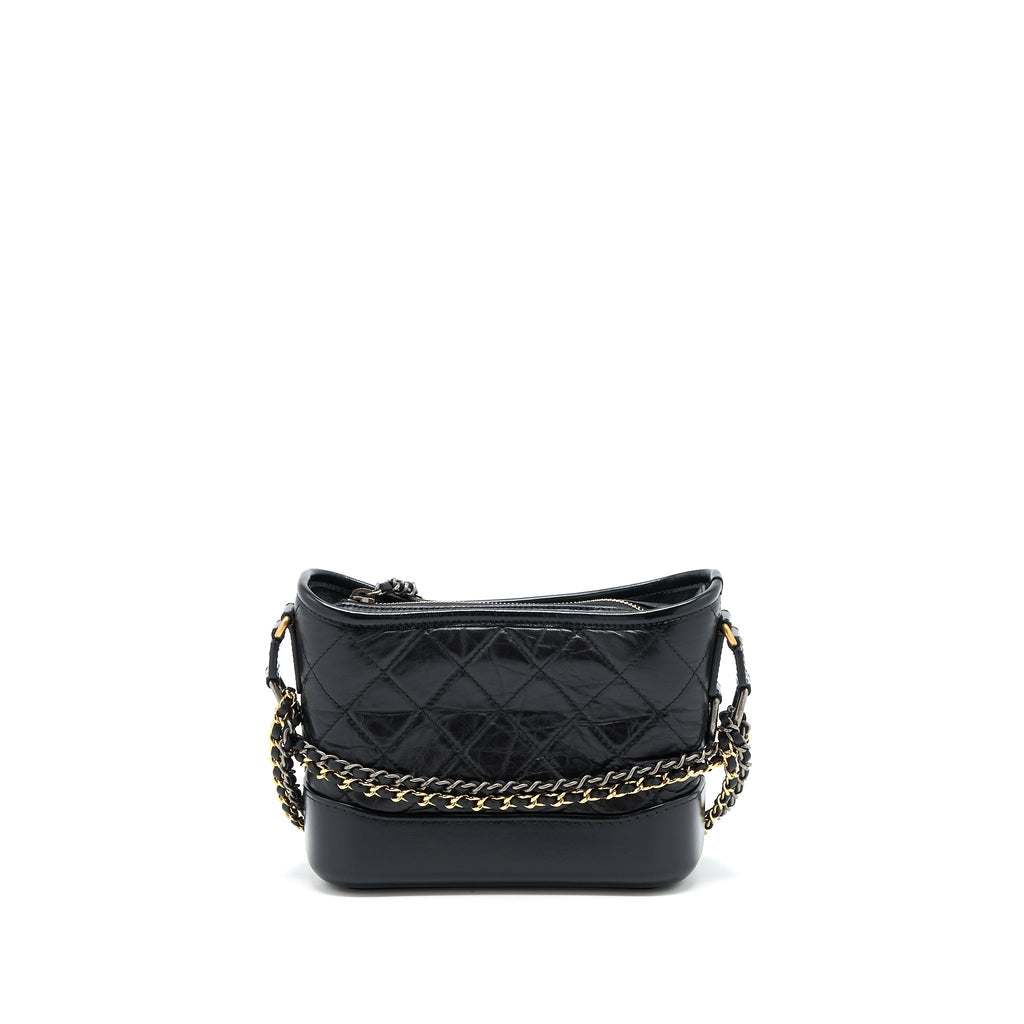 CHANEL SMALL GABRIELLE HOBO BAG AGED CALFSKIN BLACK MULTICOLOUR HARDWARE
