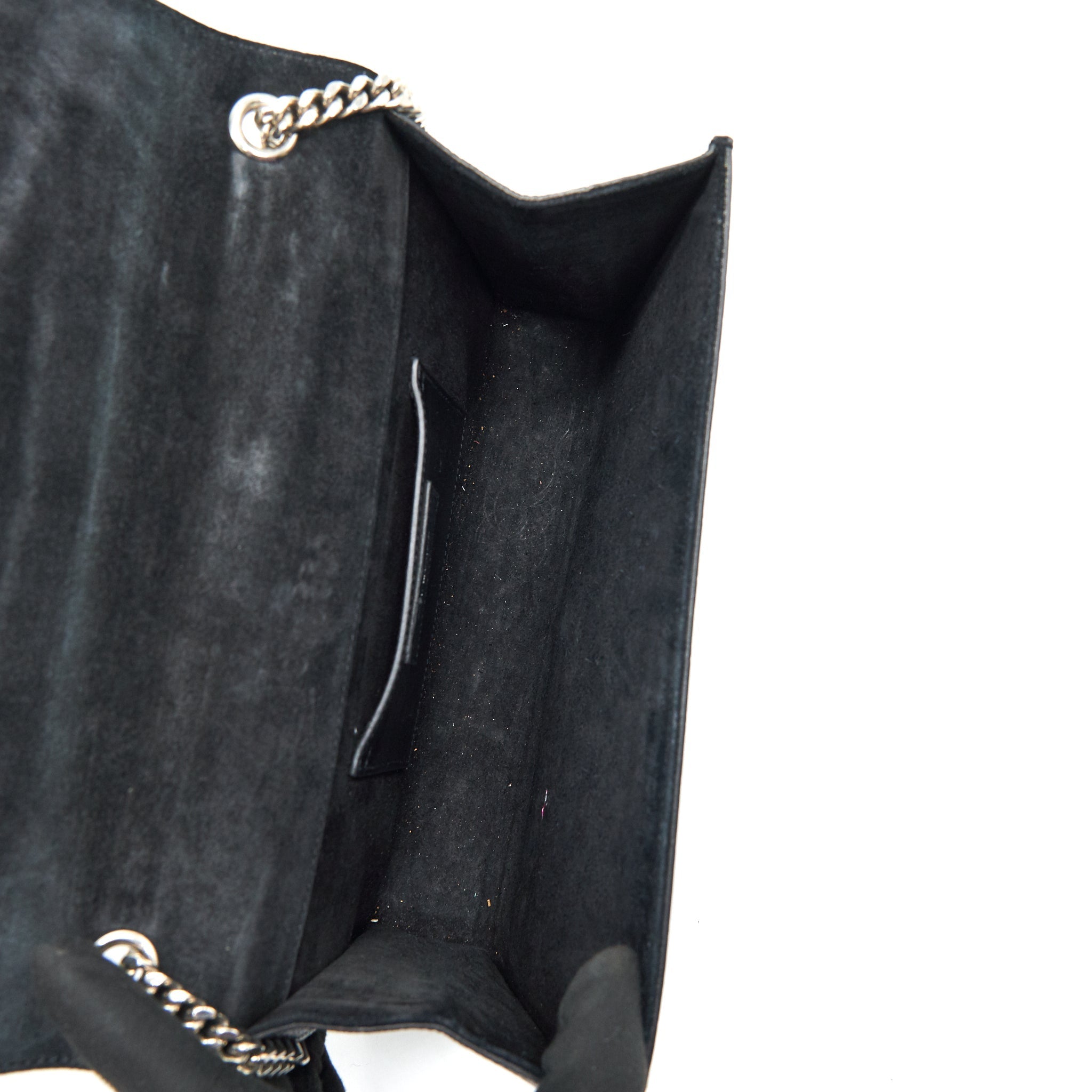SAINT LAURENT MEDIUM KATE WITH TASSEL CROC EMBOSSED CALFSKIN BLACK SHW