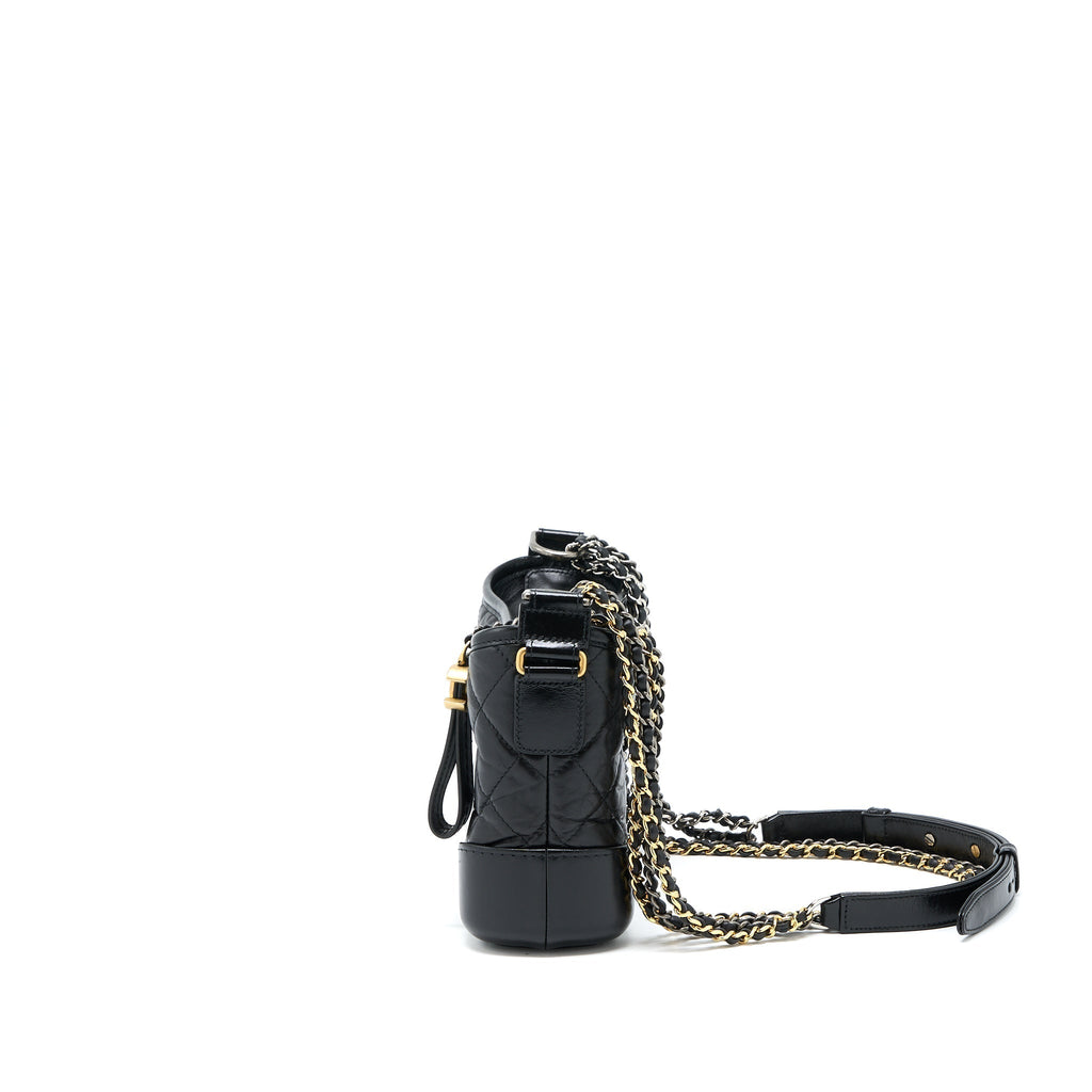 CHANEL SMALL GABRIELLE HOBO BAG AGED CALFSKIN BLACK MULTICOLOUR HARDWARE