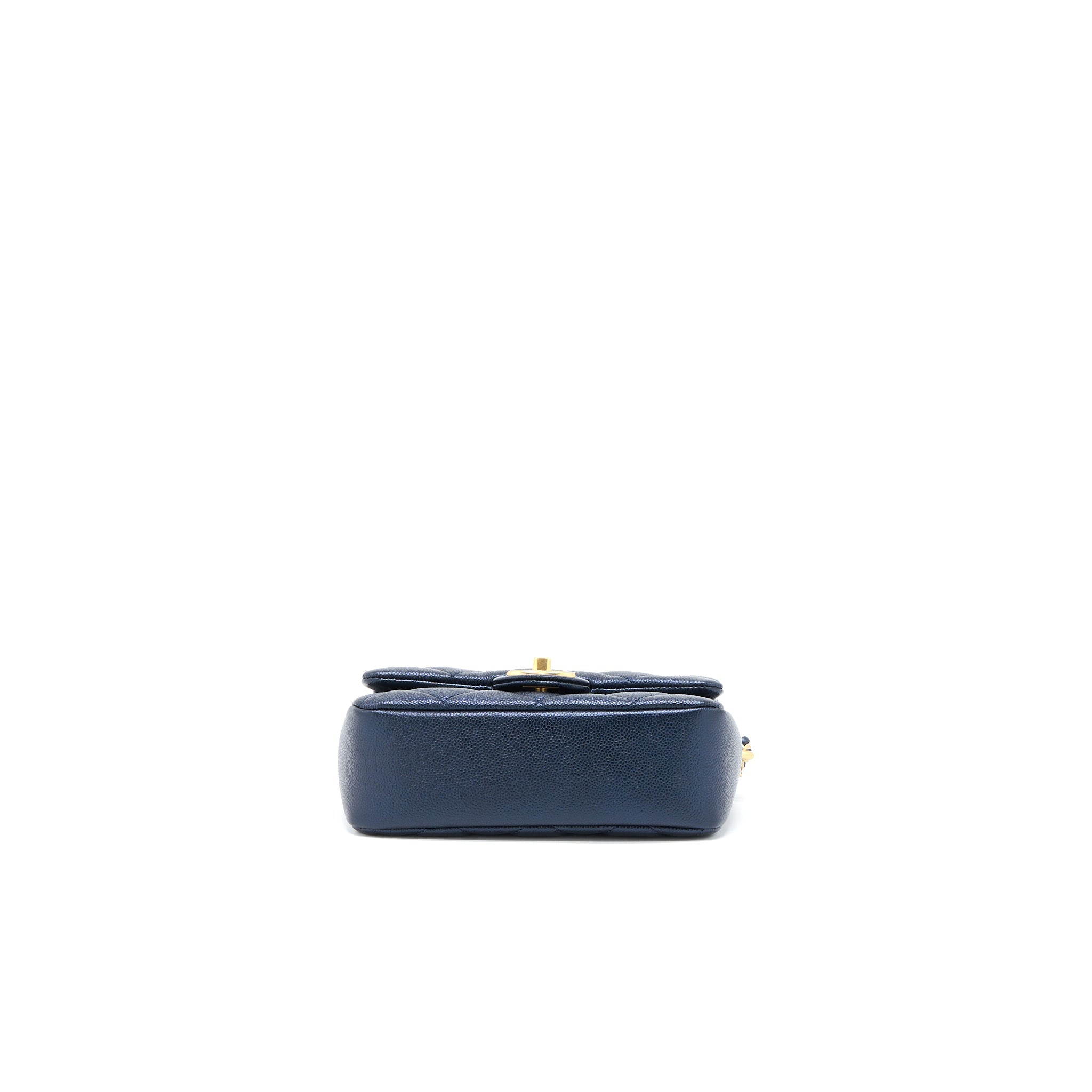 CHANEL 21K MY PERFECT MINI FLAP BAG CAVIAR BLACK BRUSHED GHW (MICROCHIP)