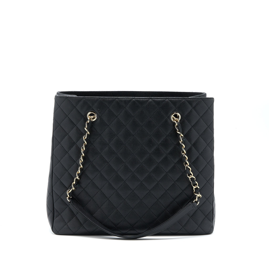 CHANEL 19C LARGE SHOPPING TOTE BAG CAVIAR BLACK LGHW