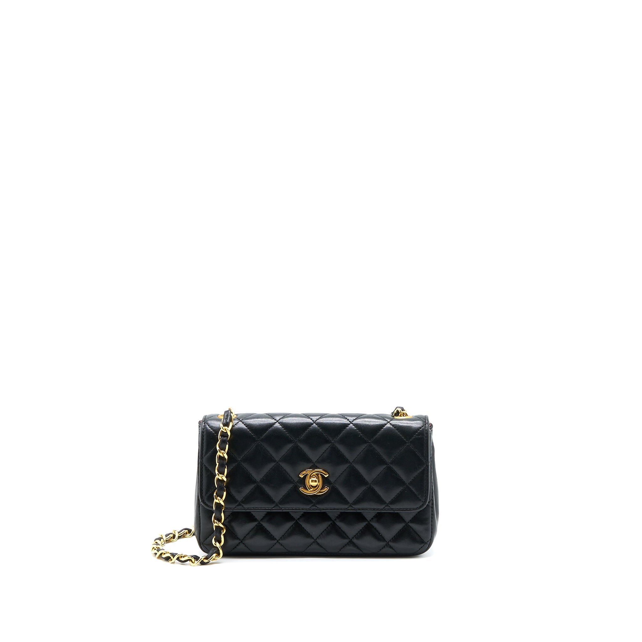 CHANEL VINTAGE MINI FLAP BAG LAMBSKIN BLACK GHW