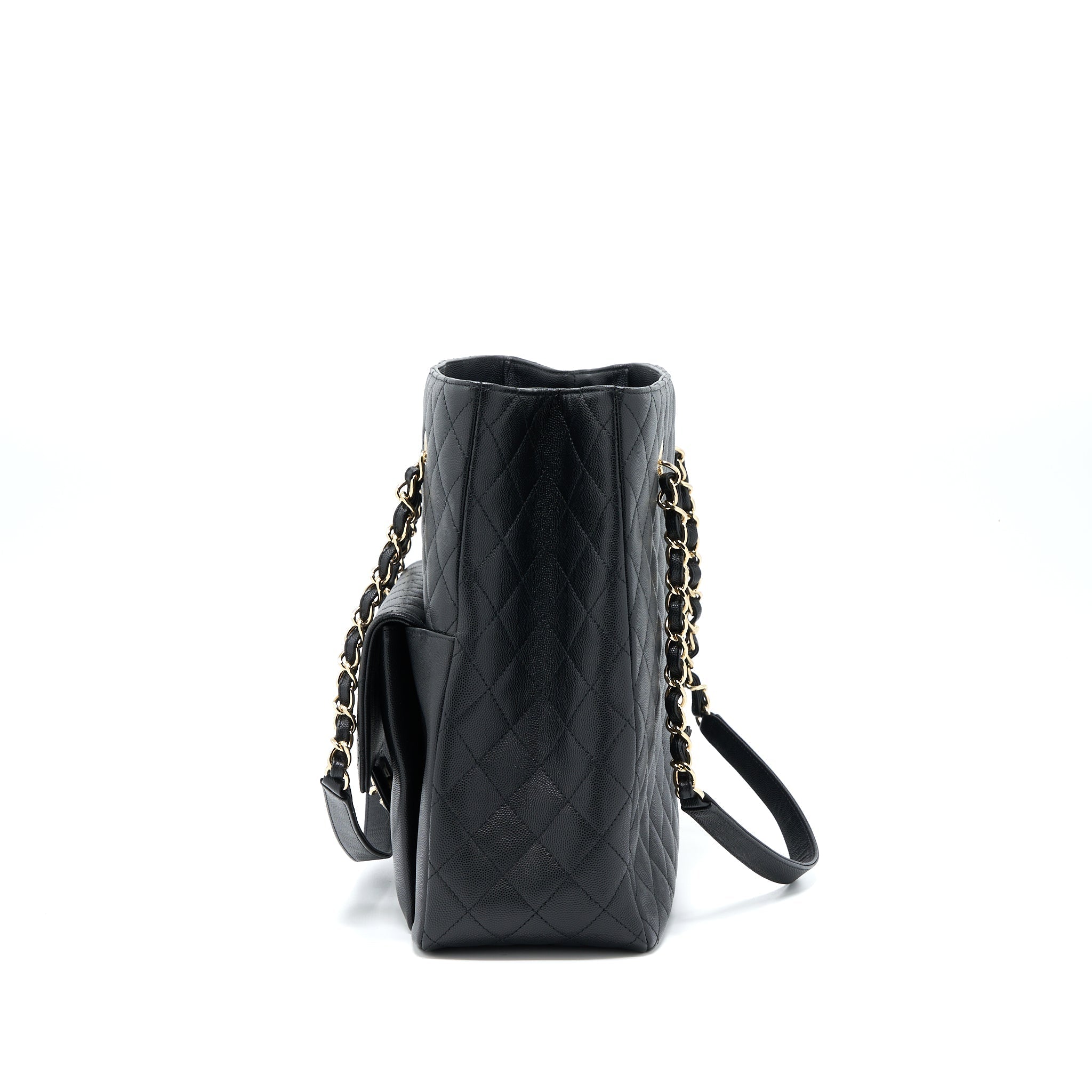 CHANEL 19C LARGE SHOPPING TOTE BAG CAVIAR BLACK LGHW