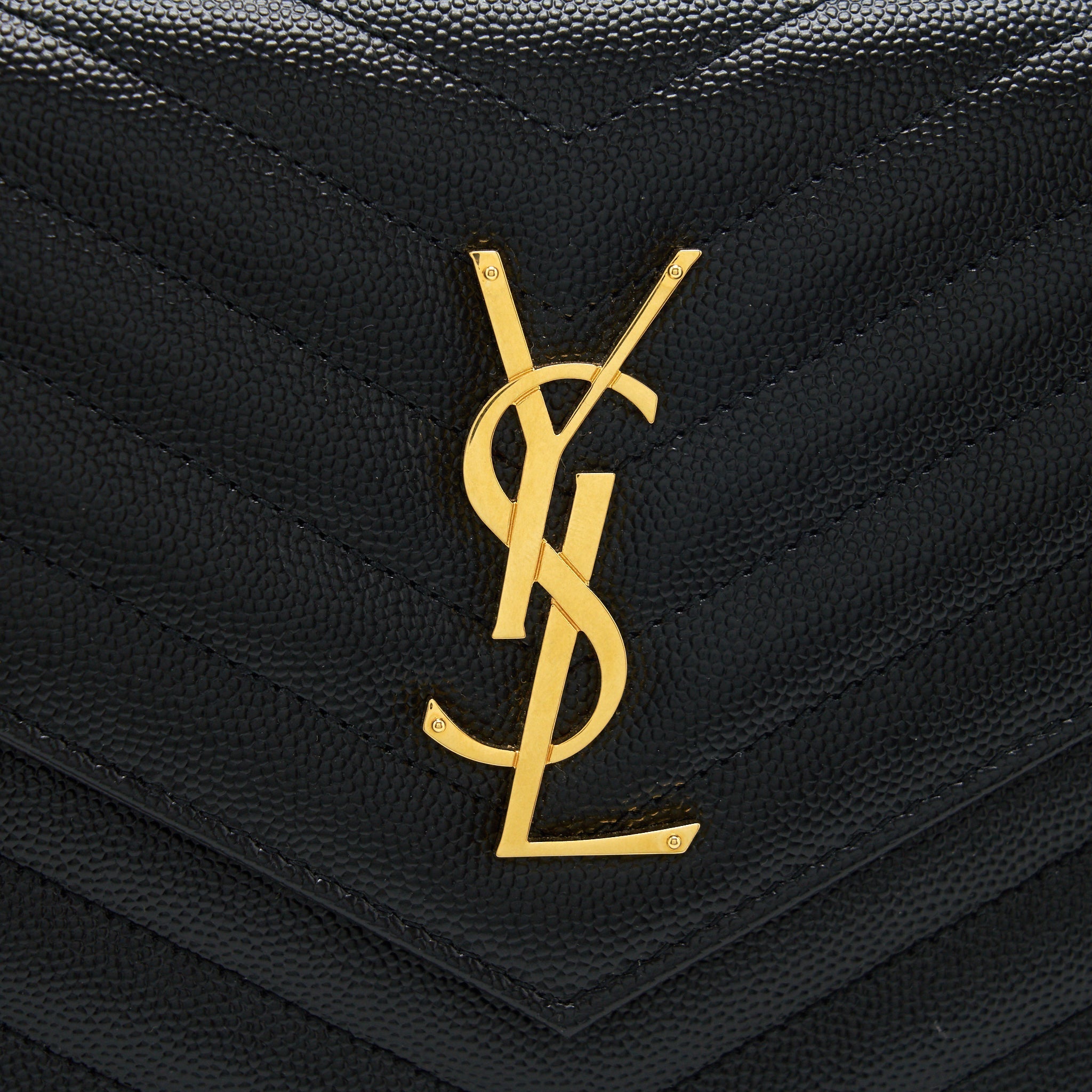 SAINT LAURENT ENVELOPE CHAIN CROSSBODY BAG GRAINED CALFSKIN BLACK GHW