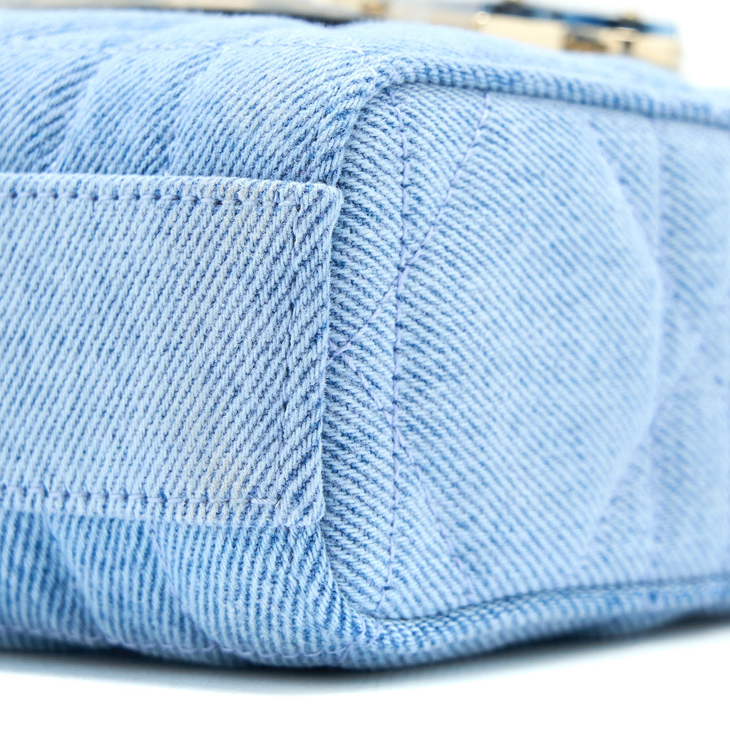 DIOR SMALL LADY D-JOY BAG MACROCANNAGE DENIM BLUE LGHW