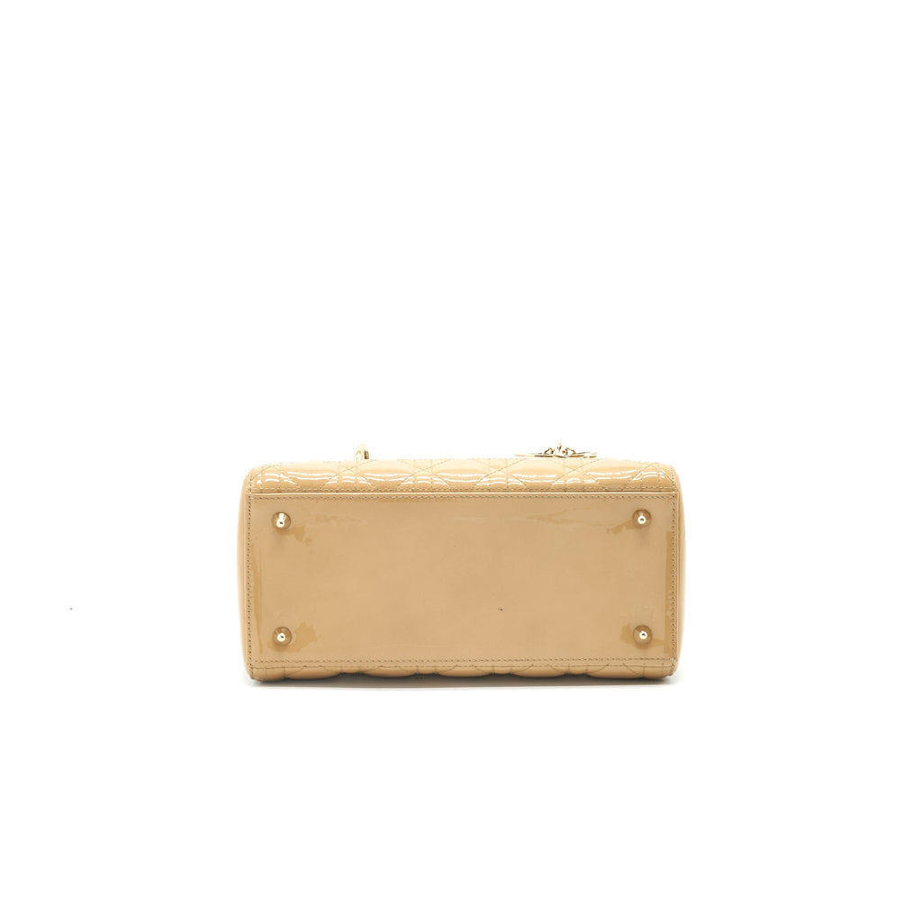 CHRISTIAN DIOR MEDIUM LADY DIOR PATENT LEATHER BEIGE GHW
