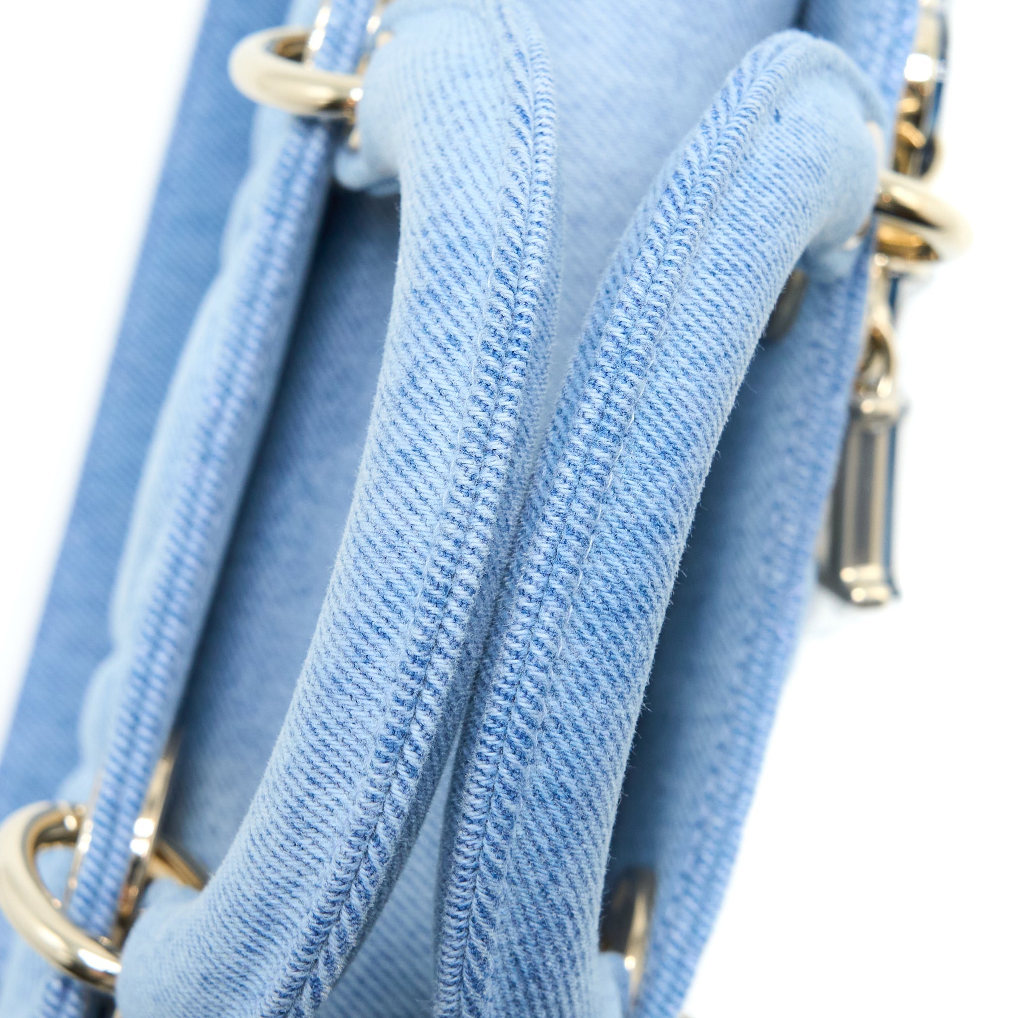 DIOR SMALL LADY D-JOY BAG MACROCANNAGE DENIM BLUE LGHW