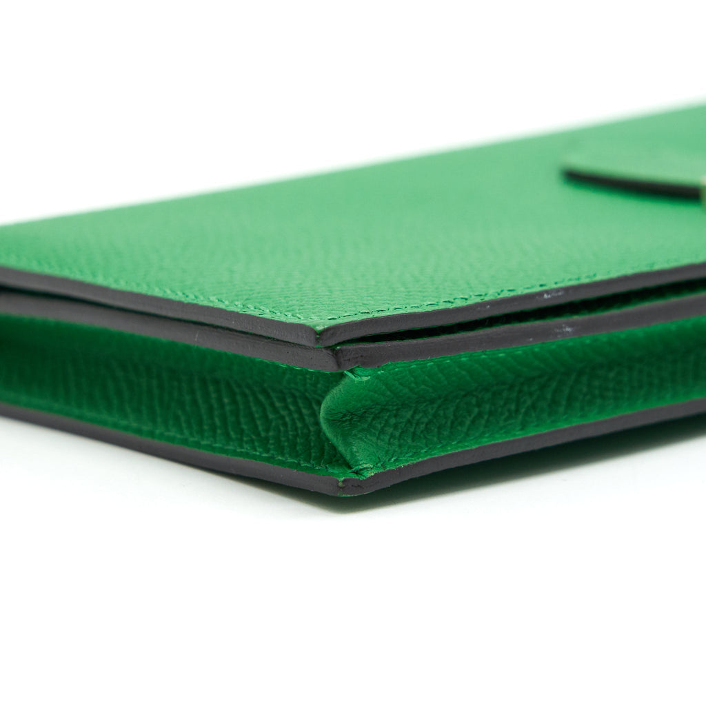 HERMES BEARN WALLET GREEN SHW EPSOM LEATHER