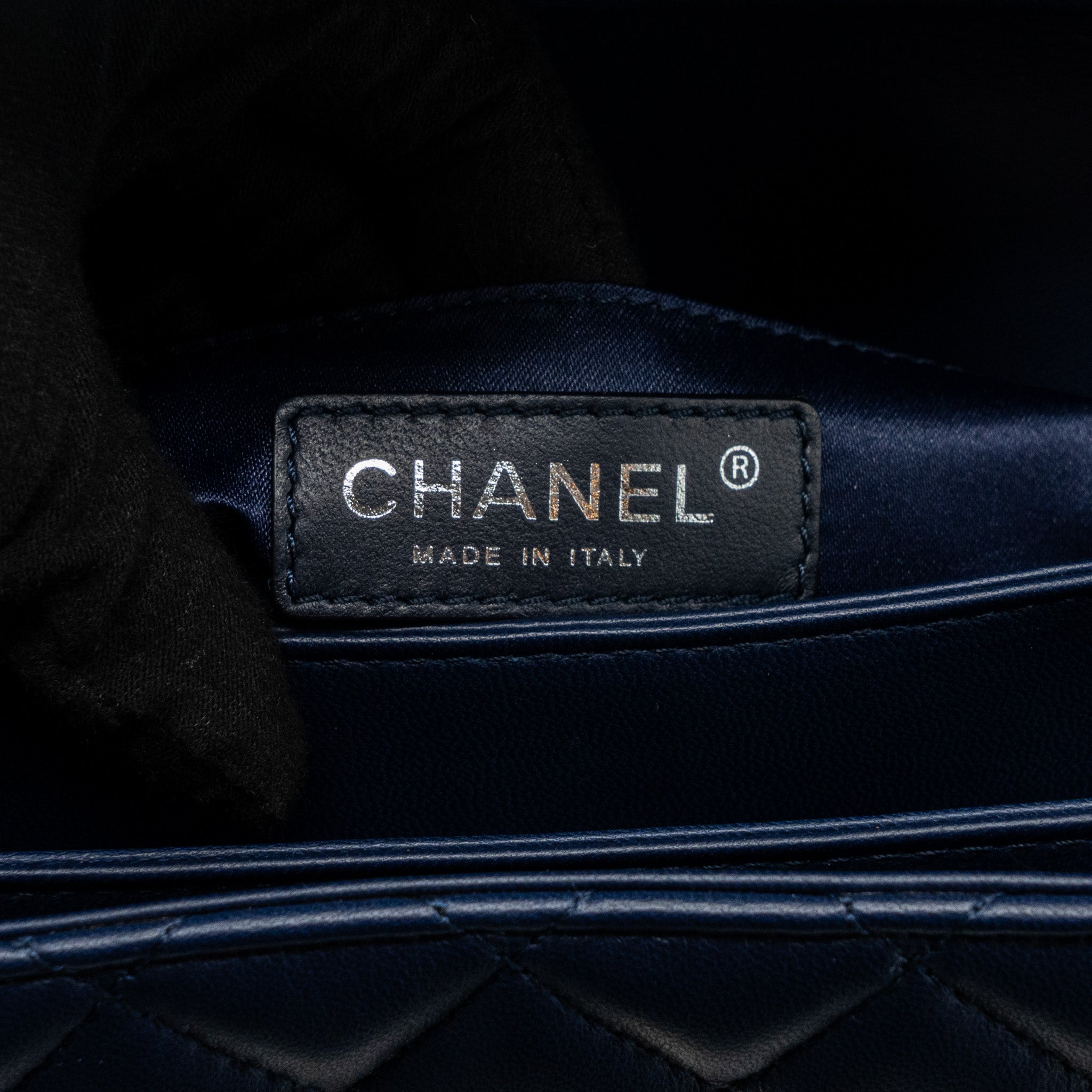 CHANEL QUILTED LONG FLAP BAG LAMBSKIN DARK BLUE SHW