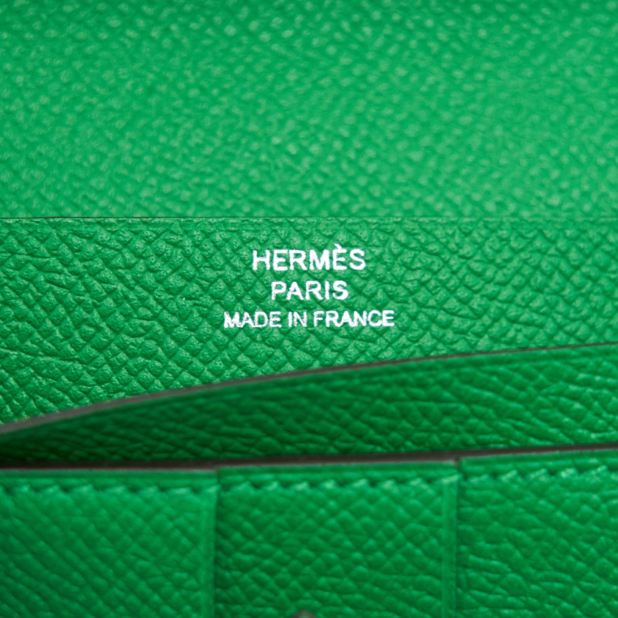 HERMES BEARN WALLET GREEN SHW EPSOM LEATHER