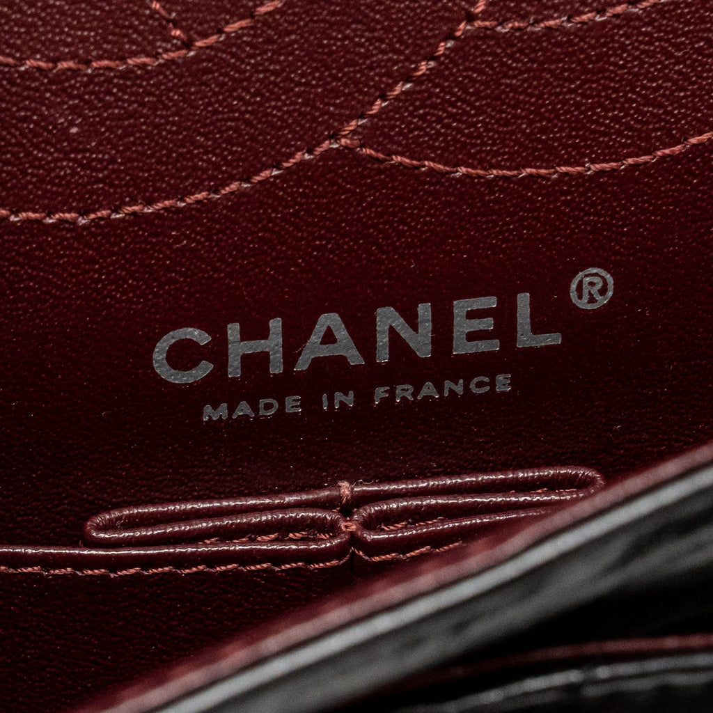 CHANEL SMALL 2.55 REISSUE FLAP BAG AGED CALFSKIN BLACK RUTHENIUM SILVER HARDWARE