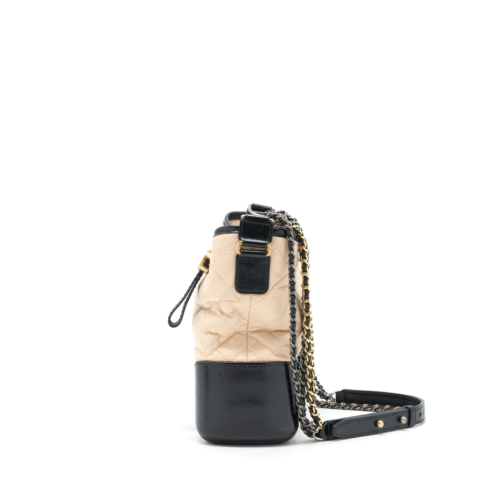 CHANEL LARGE GABRIELLE HOBO BAG BEIGE/BLACK GOLD/SLIVER HARDWARE