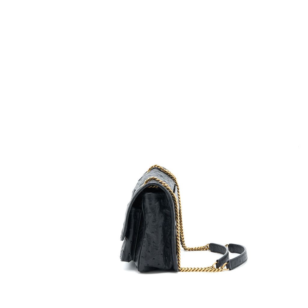 SAINT LAURENT NIKI BABY OSTRICH BLACK GHW