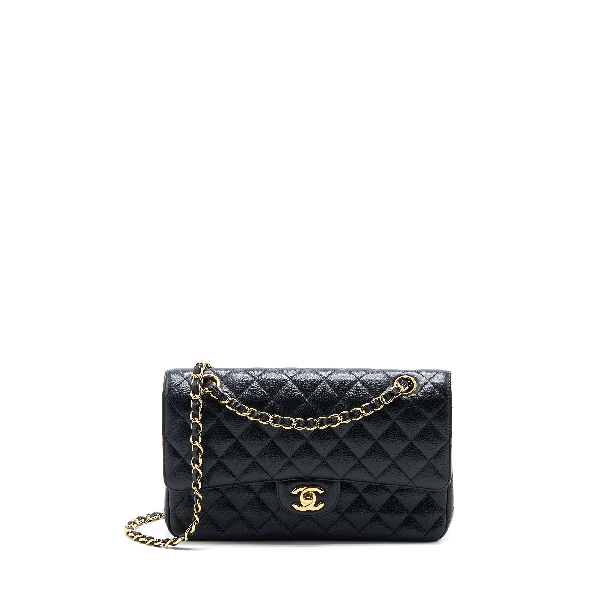 CHANEL MEDIUM CLASSIC DOUBLE FLAP BAG CAVIAR BLACK GHW