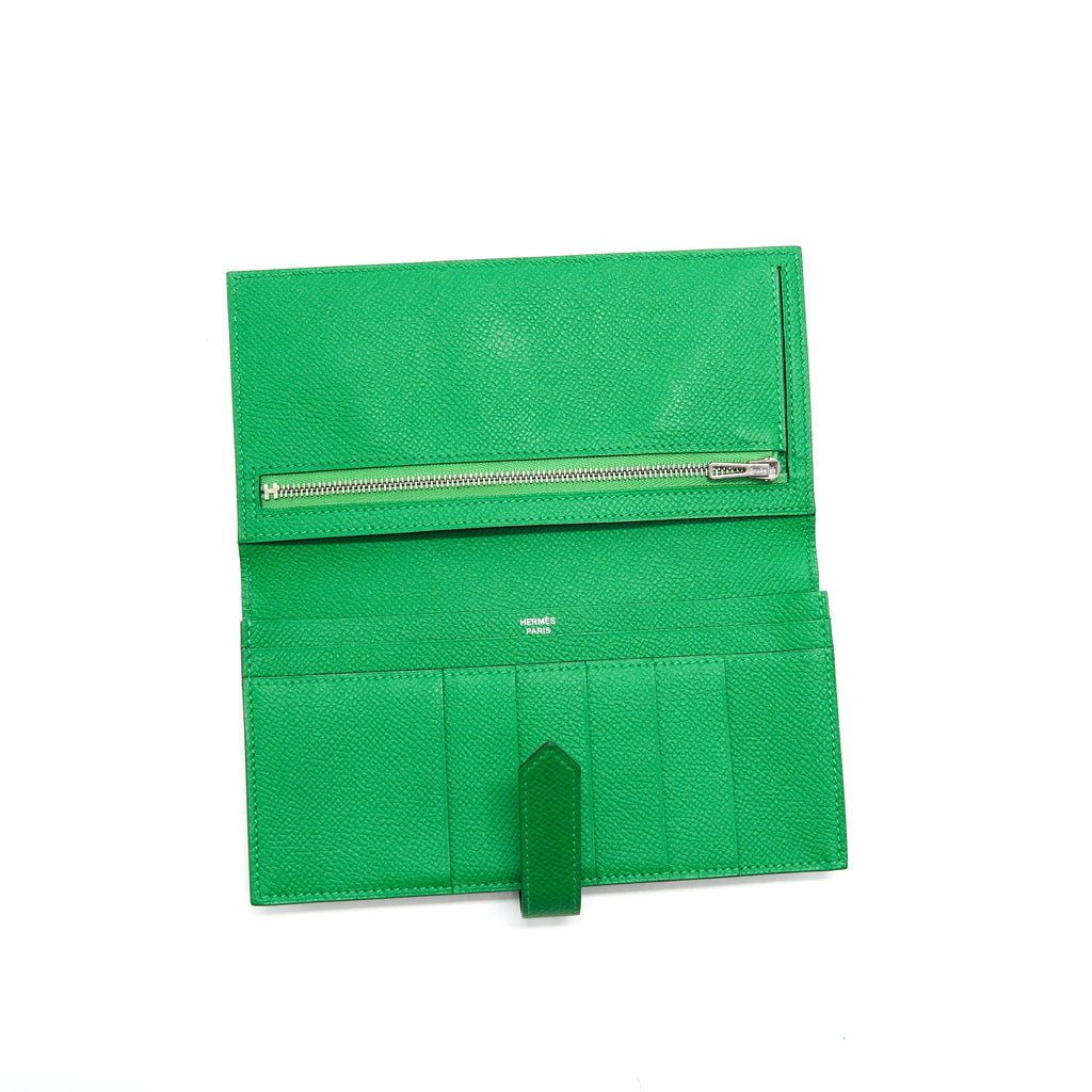 HERMES BEARN WALLET GREEN SHW EPSOM LEATHER