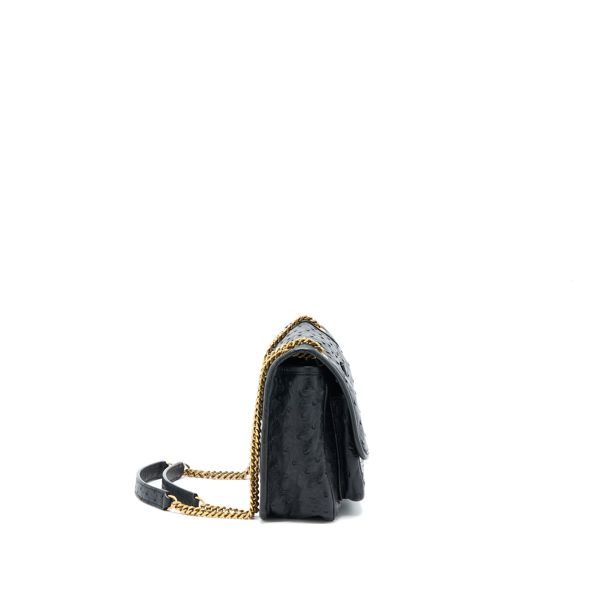 SAINT LAURENT NIKI BABY OSTRICH BLACK GHW