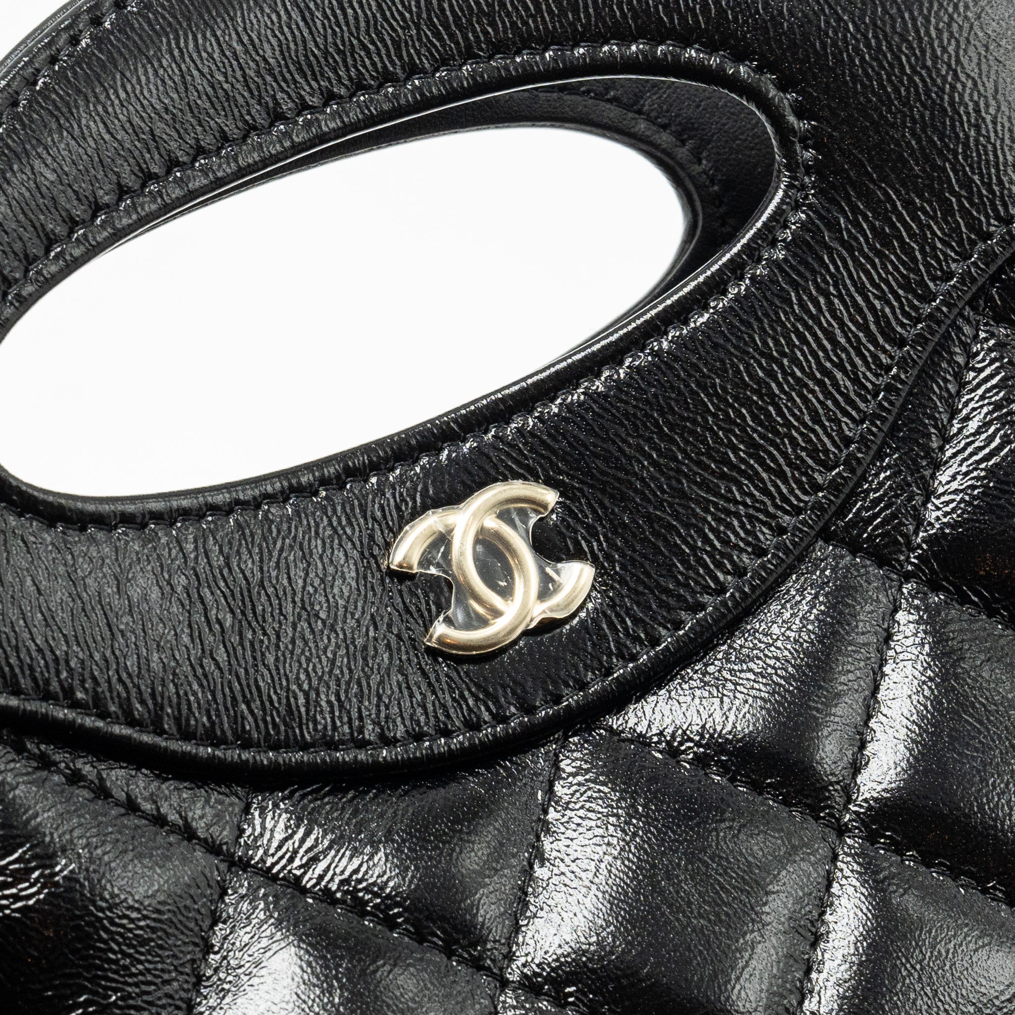 CHANEL MINI 31 CLUTCH WITH CHAIN SHINY CALFSKIN BLACK LGHW (MICROCHIP)