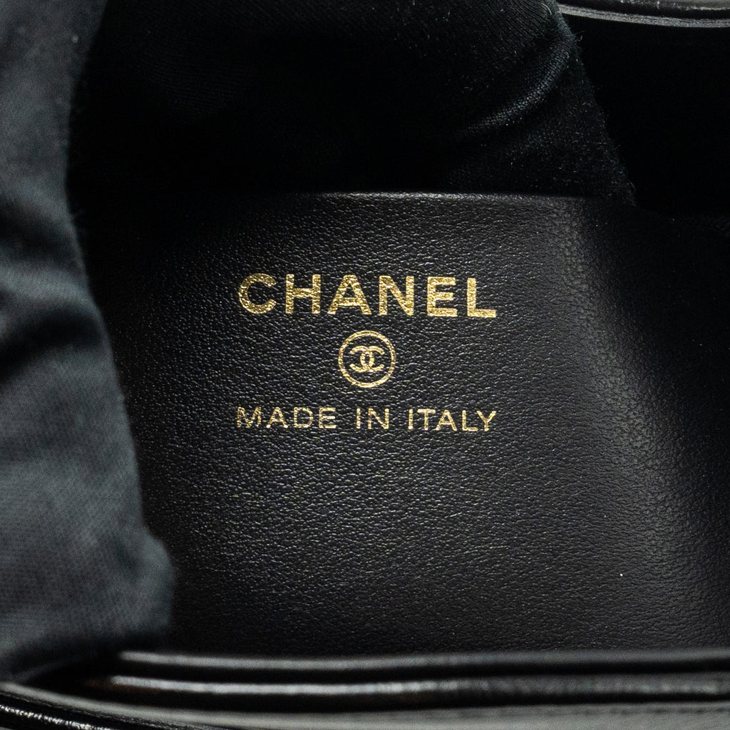CHANEL MINI 31 CLUTCH WITH CHAIN SHINY CALFSKIN BLACK LGHW (MICROCHIP)