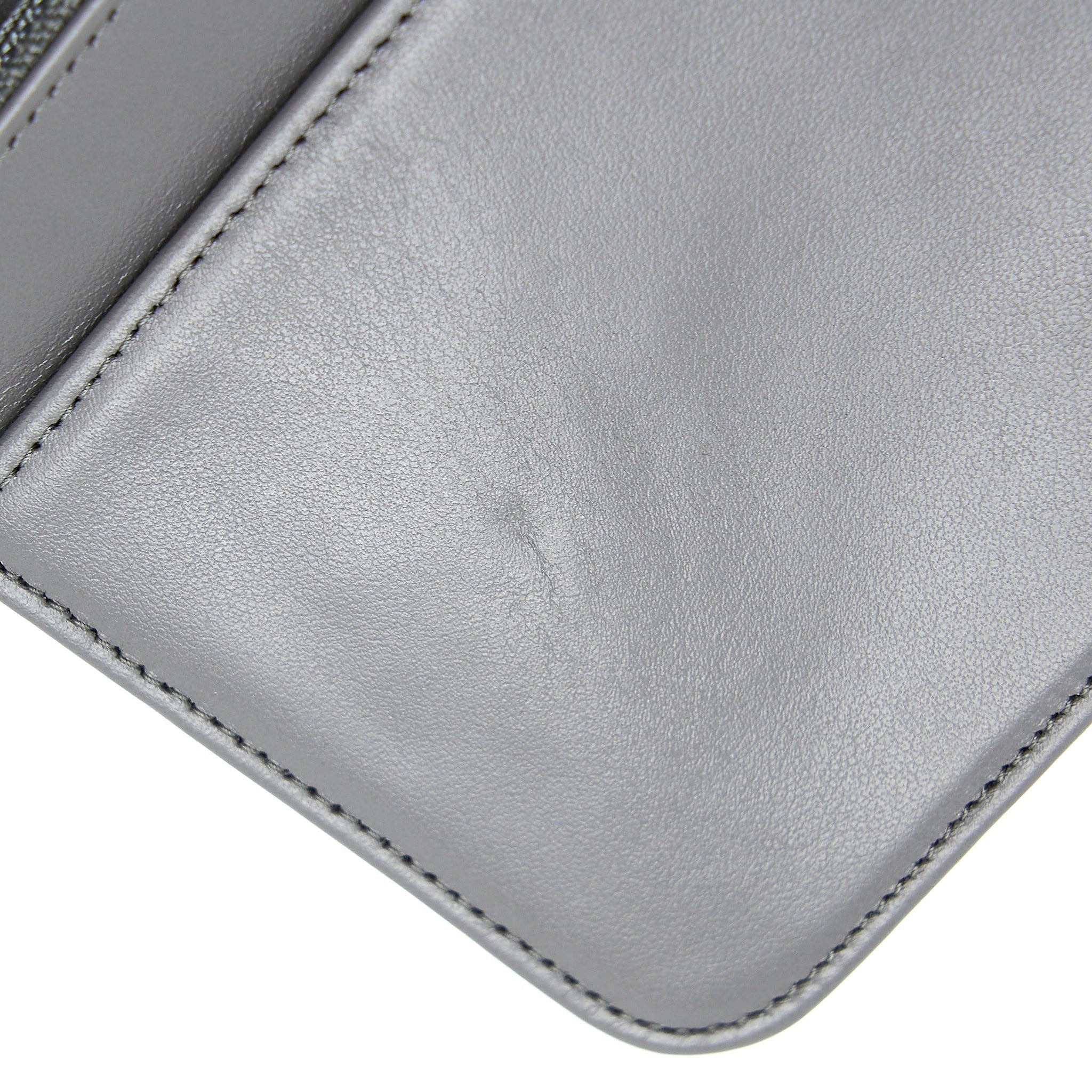 CHANEL 22A BOY WALLET ON CHAIN GRAINED CALFSKIN DARK GREY BRUSHED GHW (MICROCHIP)