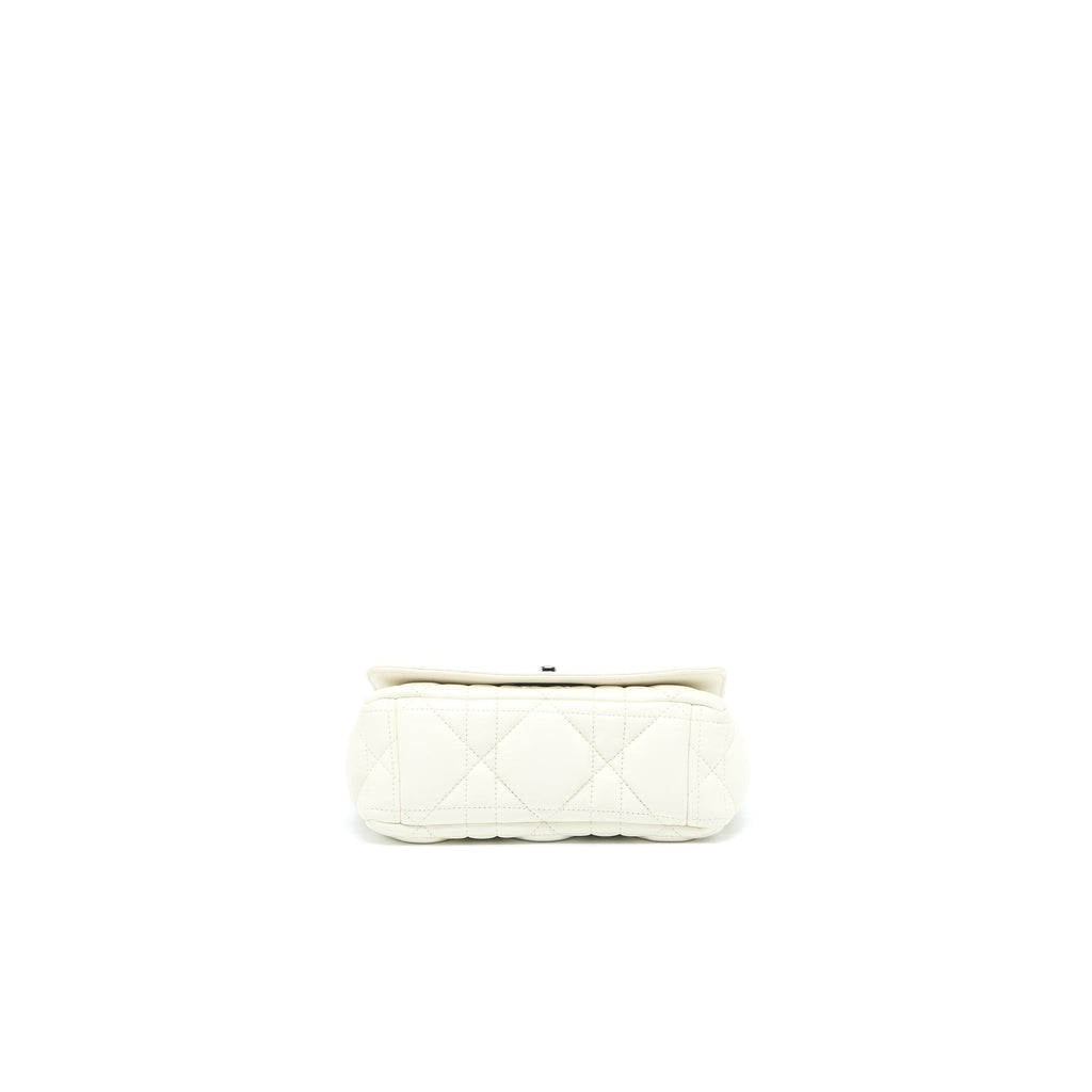DIOR SMALL DIOR CARO BAG LATTE QUILTED MACROCANNAGE CALFSKIN WHITE BLACK HARDWARE