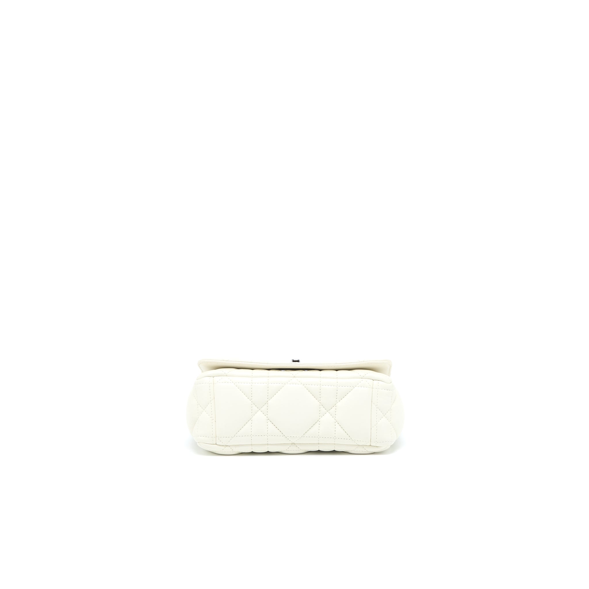 DIOR SMALL DIOR CARO BAG LATTE QUILTED MACROCANNAGE CALFSKIN WHITE BLACK HARDWARE
